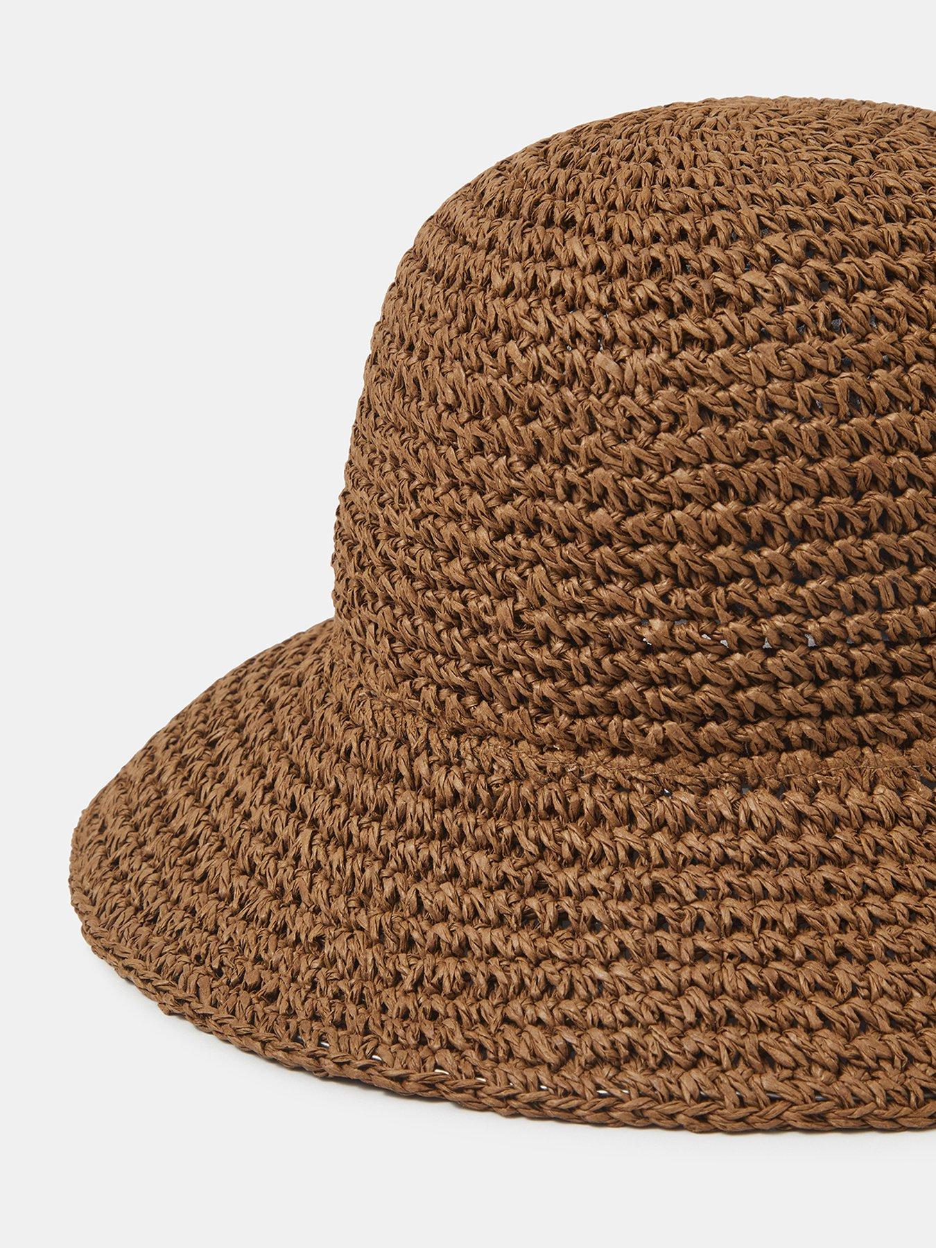 Image 3 of 3 of Accessorize Weave Bucket Hat - Brown