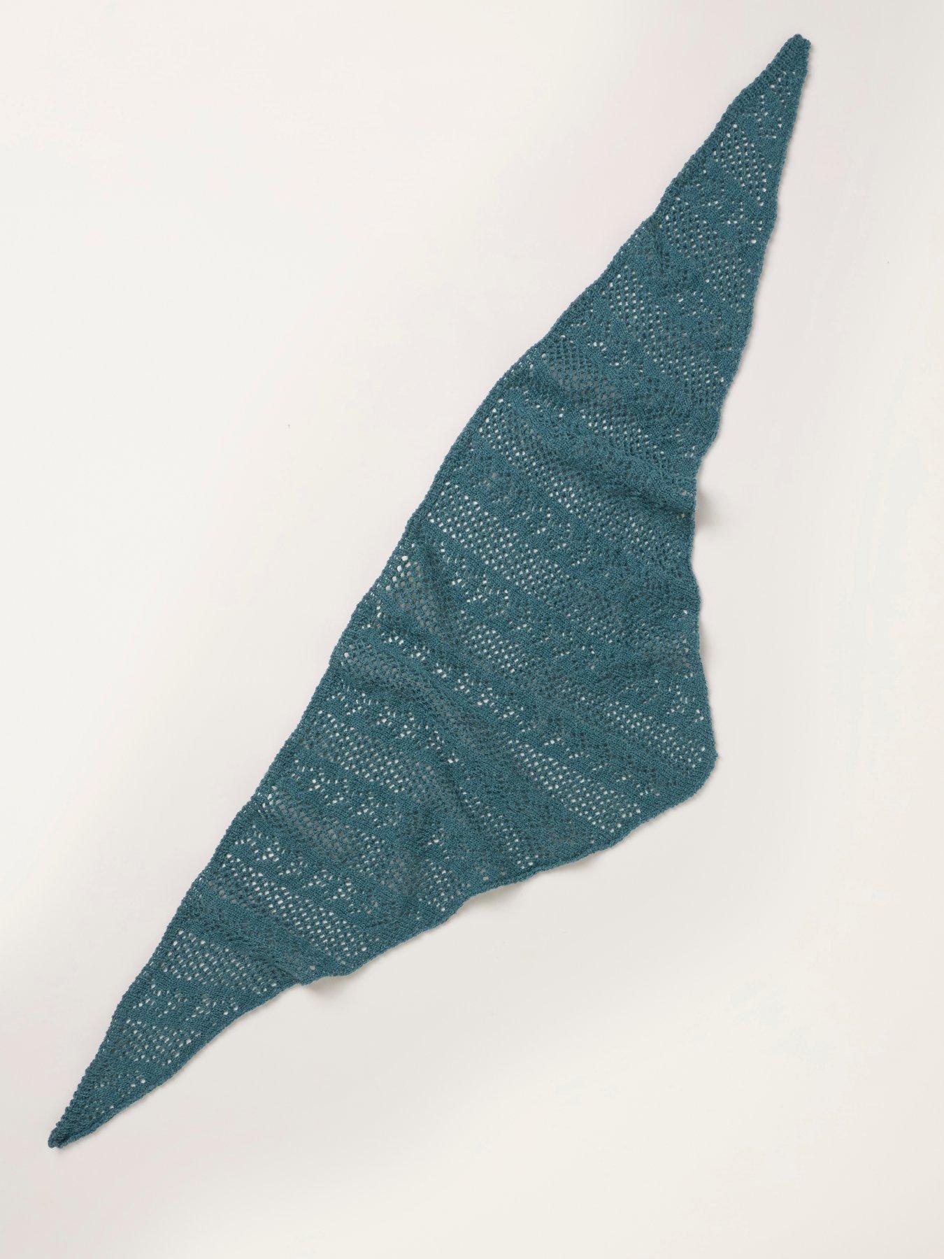 Image 3 of 3 of FatFace Pointelle Triangle Scarf - Blue