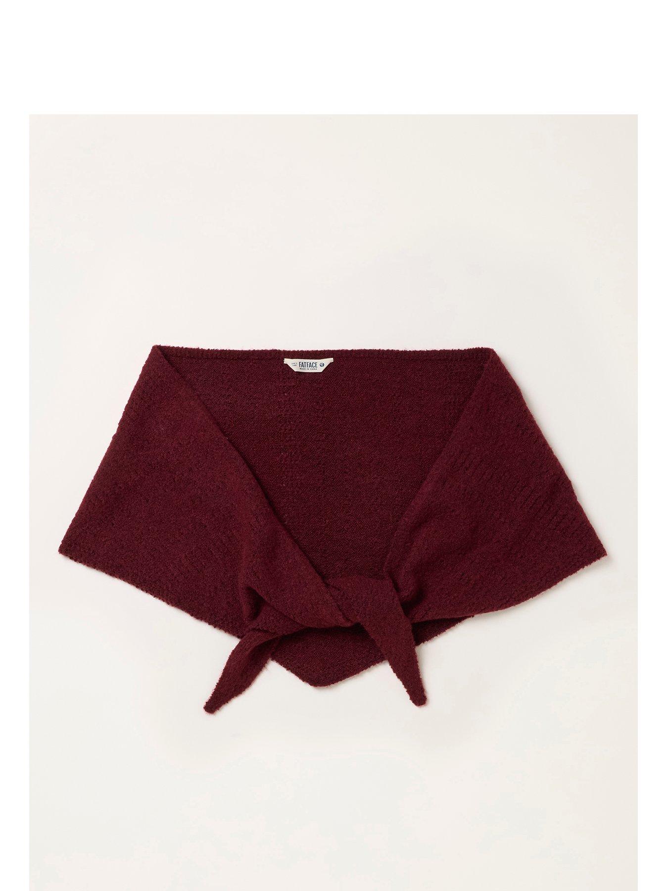 Image 1 of 4 of FatFace Knitted Triangle Scarf - Burgundy