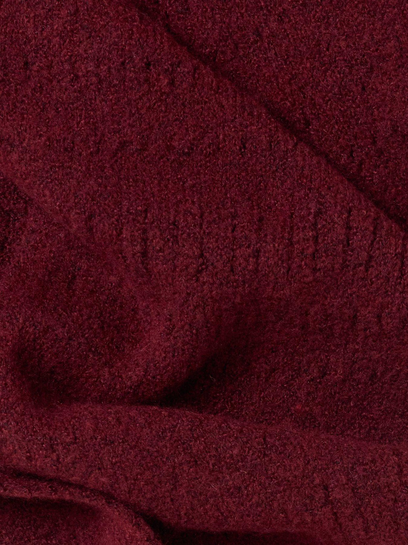 Image 3 of 4 of FatFace Knitted Triangle Scarf - Burgundy