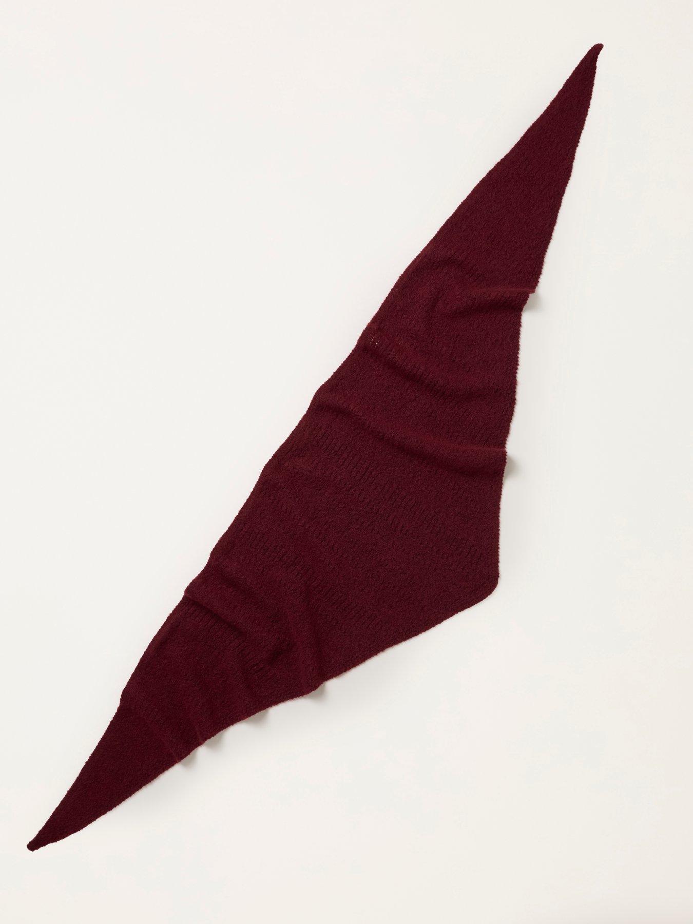 Image 4 of 4 of FatFace Knitted Triangle Scarf - Burgundy