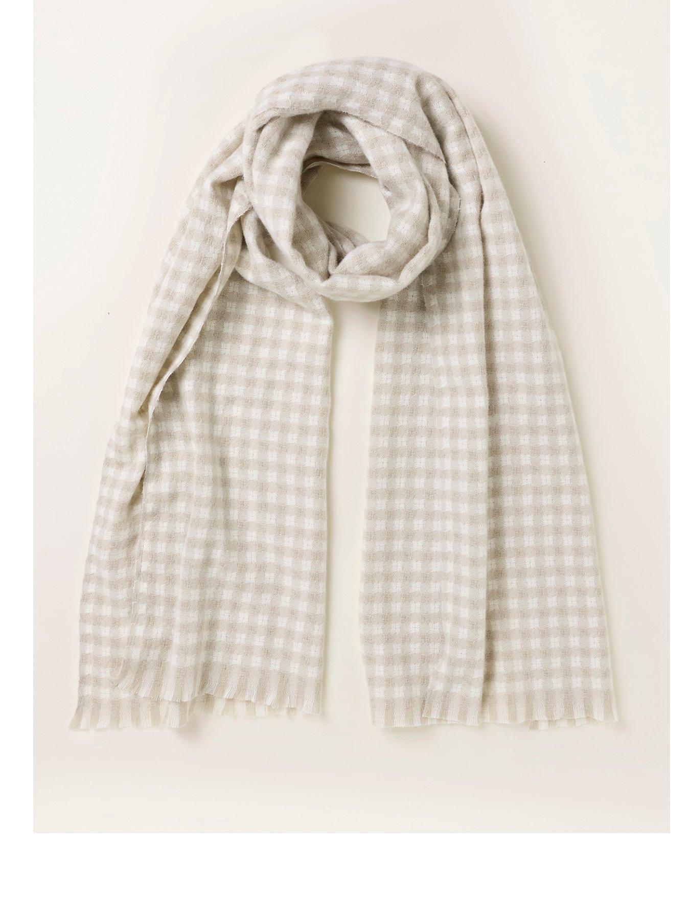 Image 1 of 3 of FatFace Gingham Scarf - Ivory