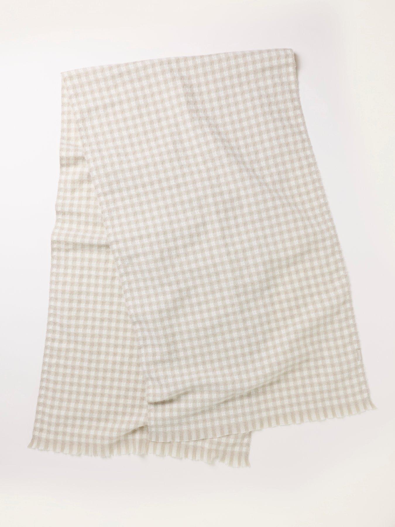 Image 3 of 3 of FatFace Gingham Scarf - Ivory
