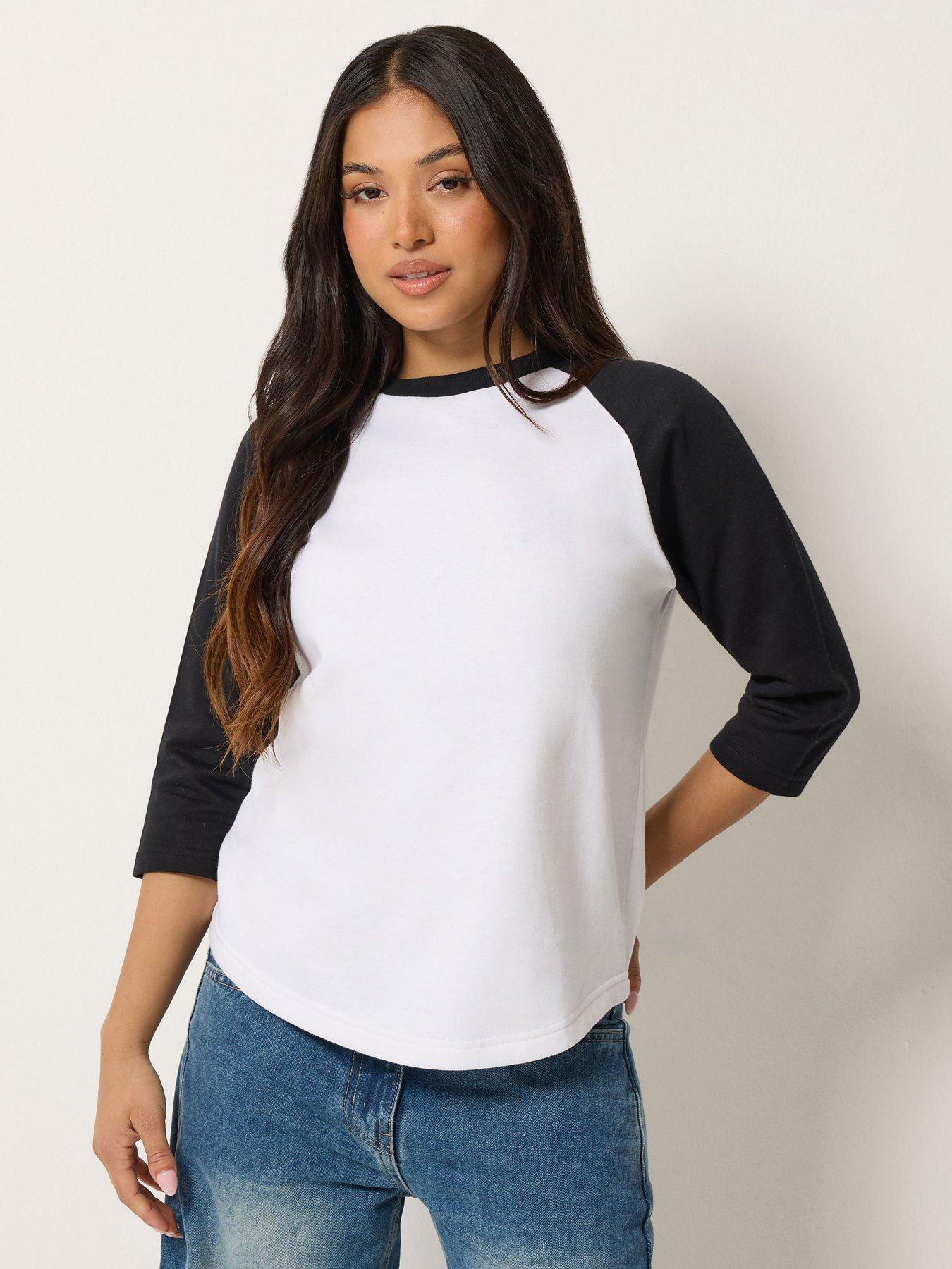 PixieGirl Petite 3/4 Sleeve Raglan Sweatshirt - Black