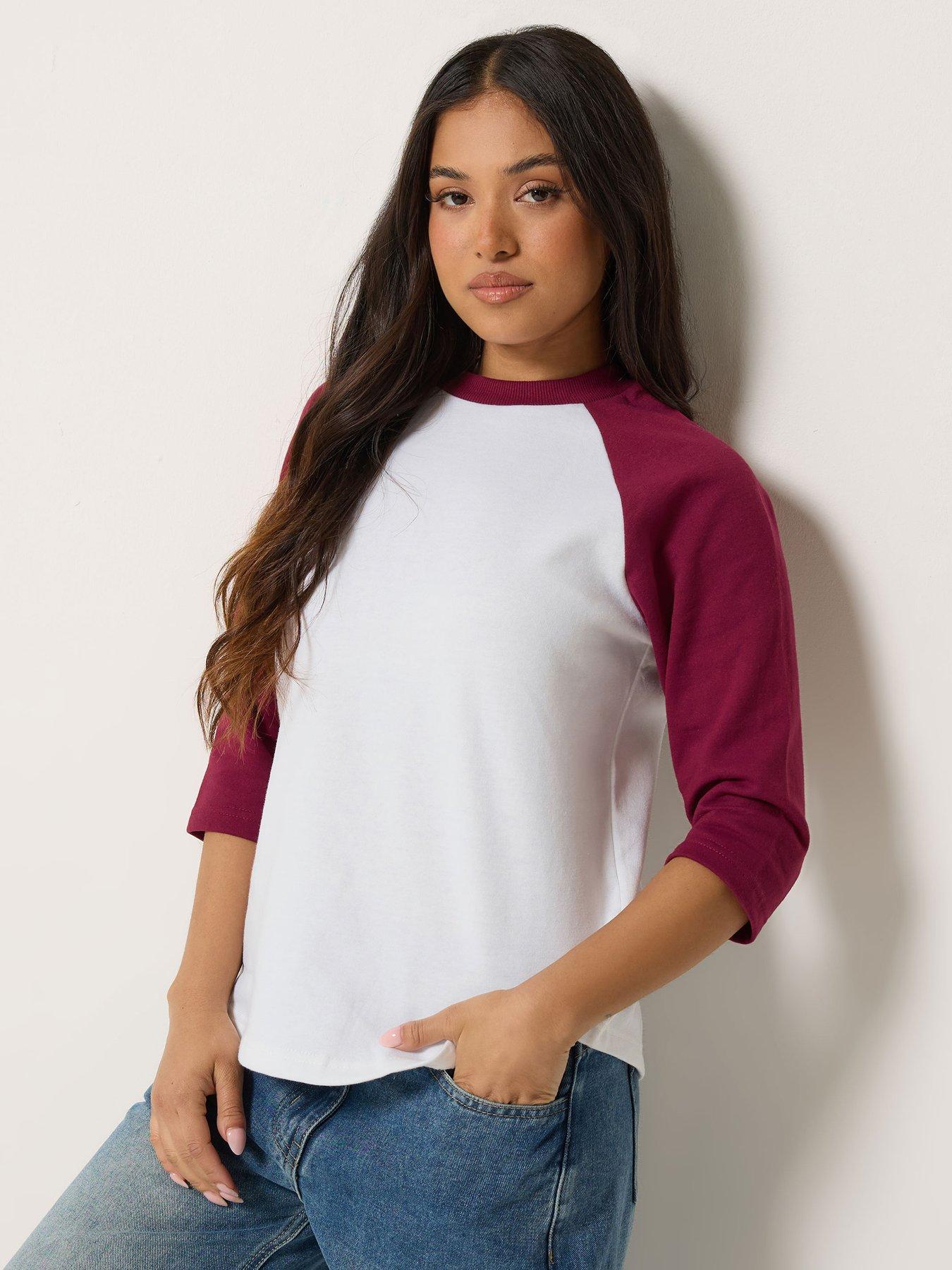PixieGirl Petite 3/4 Sleeve Raglan Sweatshirt - Red