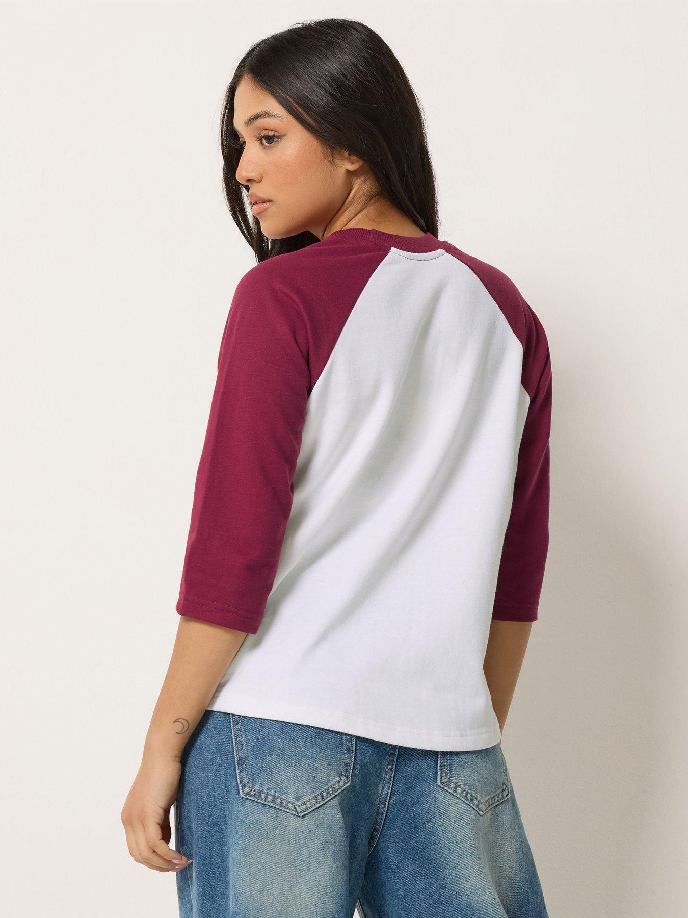 Image 2 of 4 of PixieGirl Petite 3/4 Sleeve Raglan Sweatshirt - Red