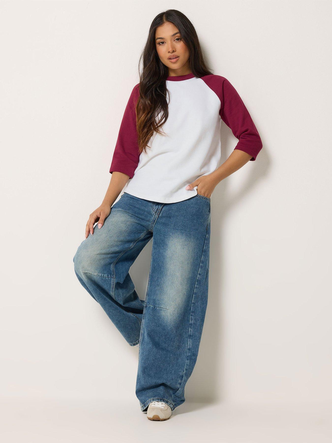 Image 3 of 4 of PixieGirl Petite 3/4 Sleeve Raglan Sweatshirt - Red