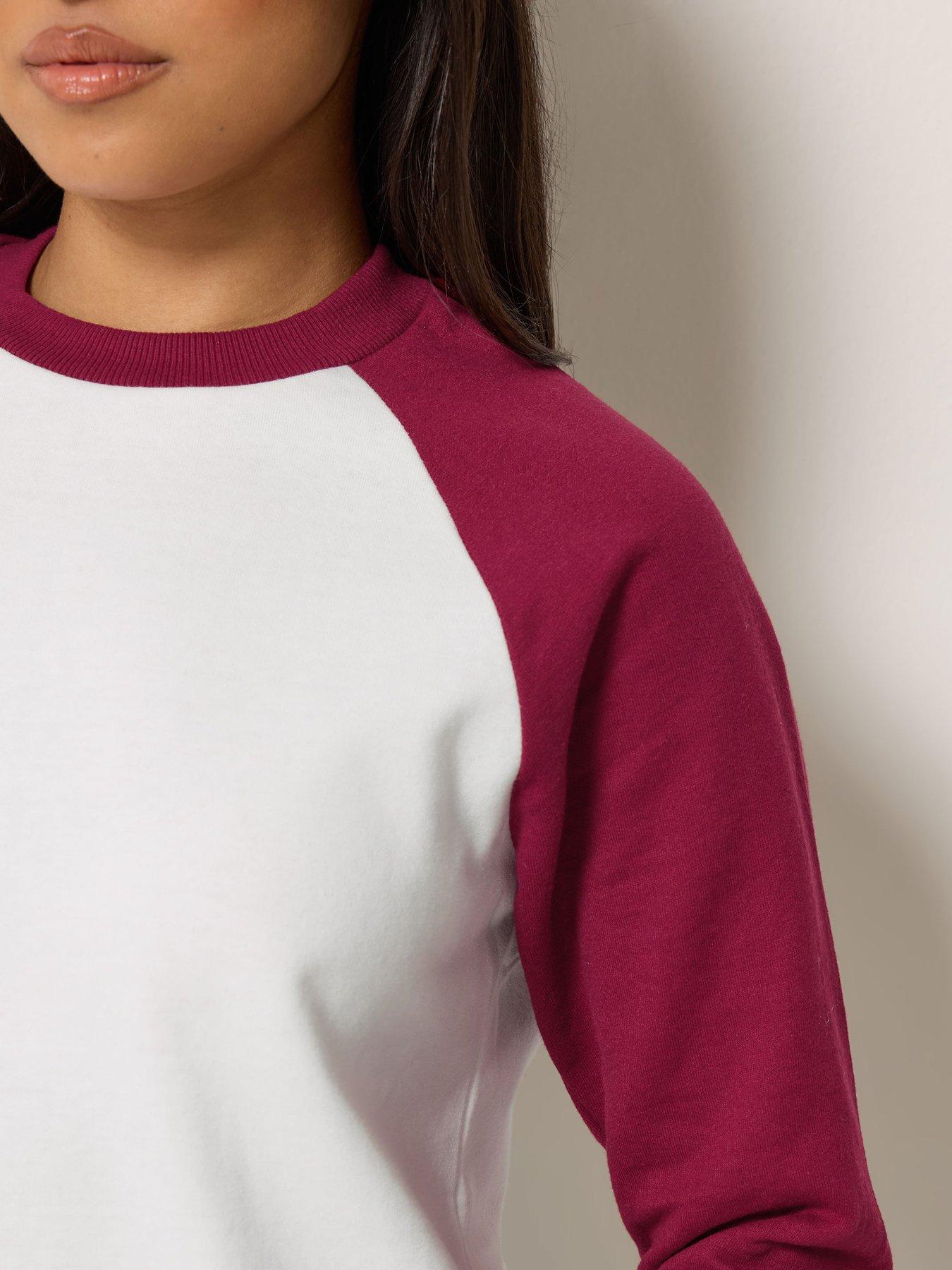 Image 4 of 4 of PixieGirl Petite 3/4 Sleeve Raglan Sweatshirt - Red