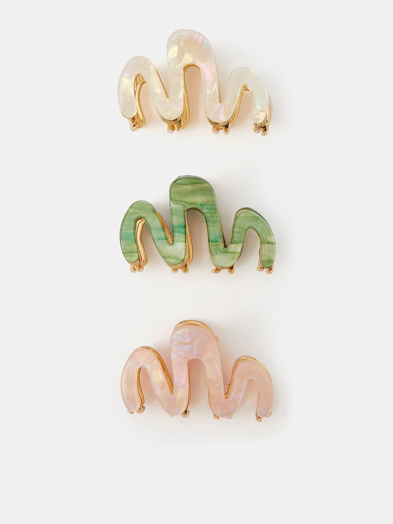 Accessorize Mini Resin Wiggle Claw Clip Set 3 Pack - Multi