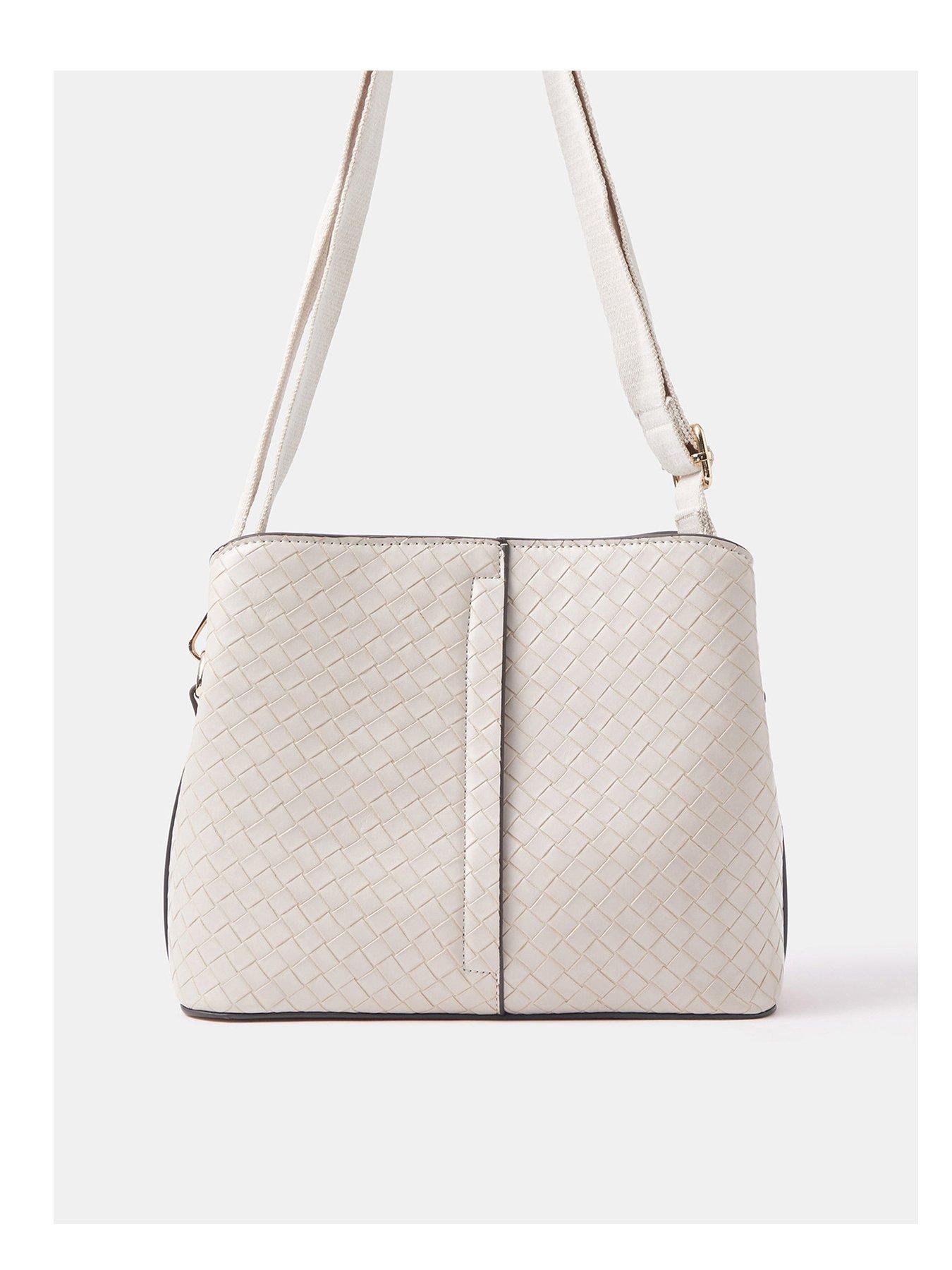 Image 1 of 5 of Accessorize Woven Cross Body Bag - Cream