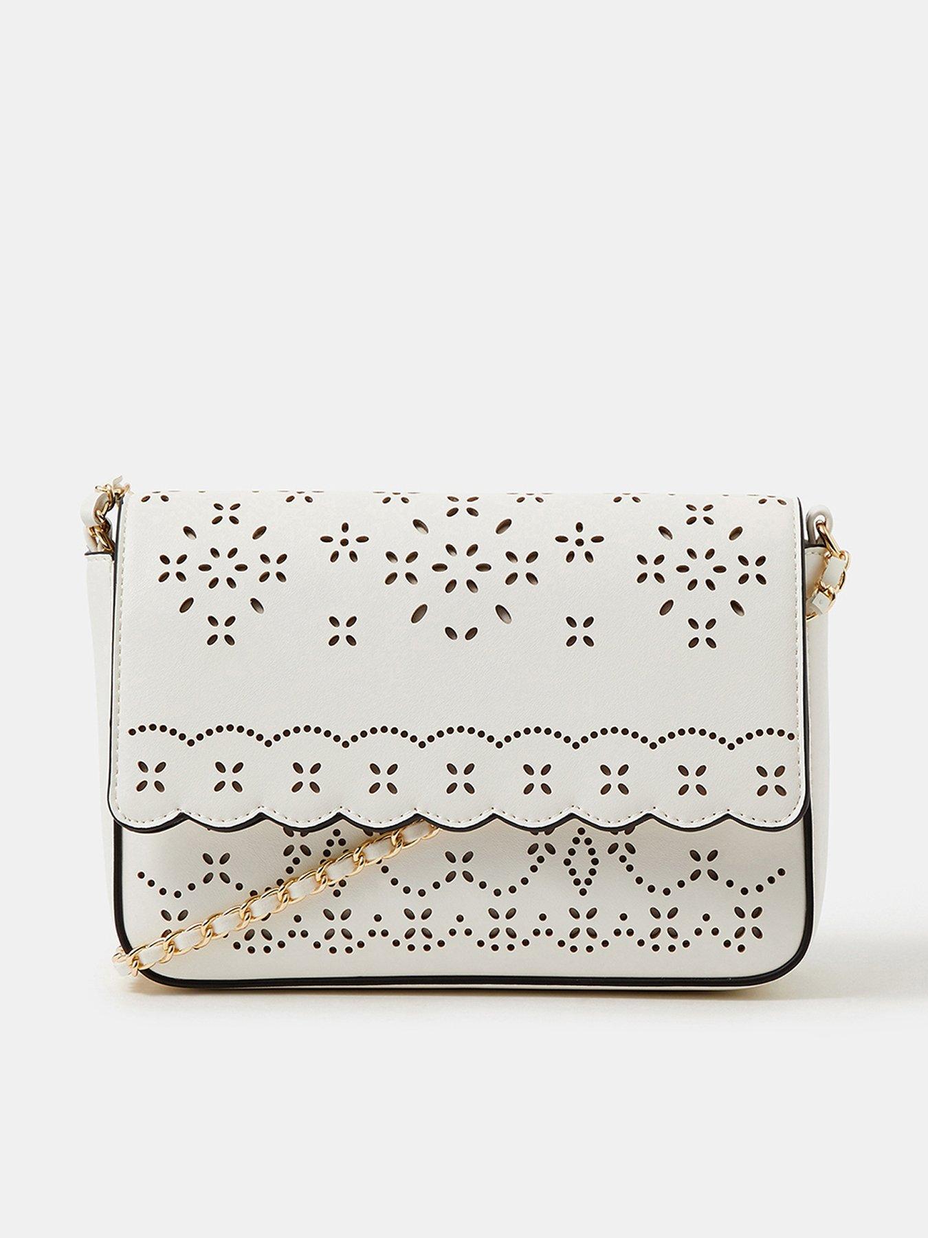 Accessorize Laser Cut Crossbody Bag - White