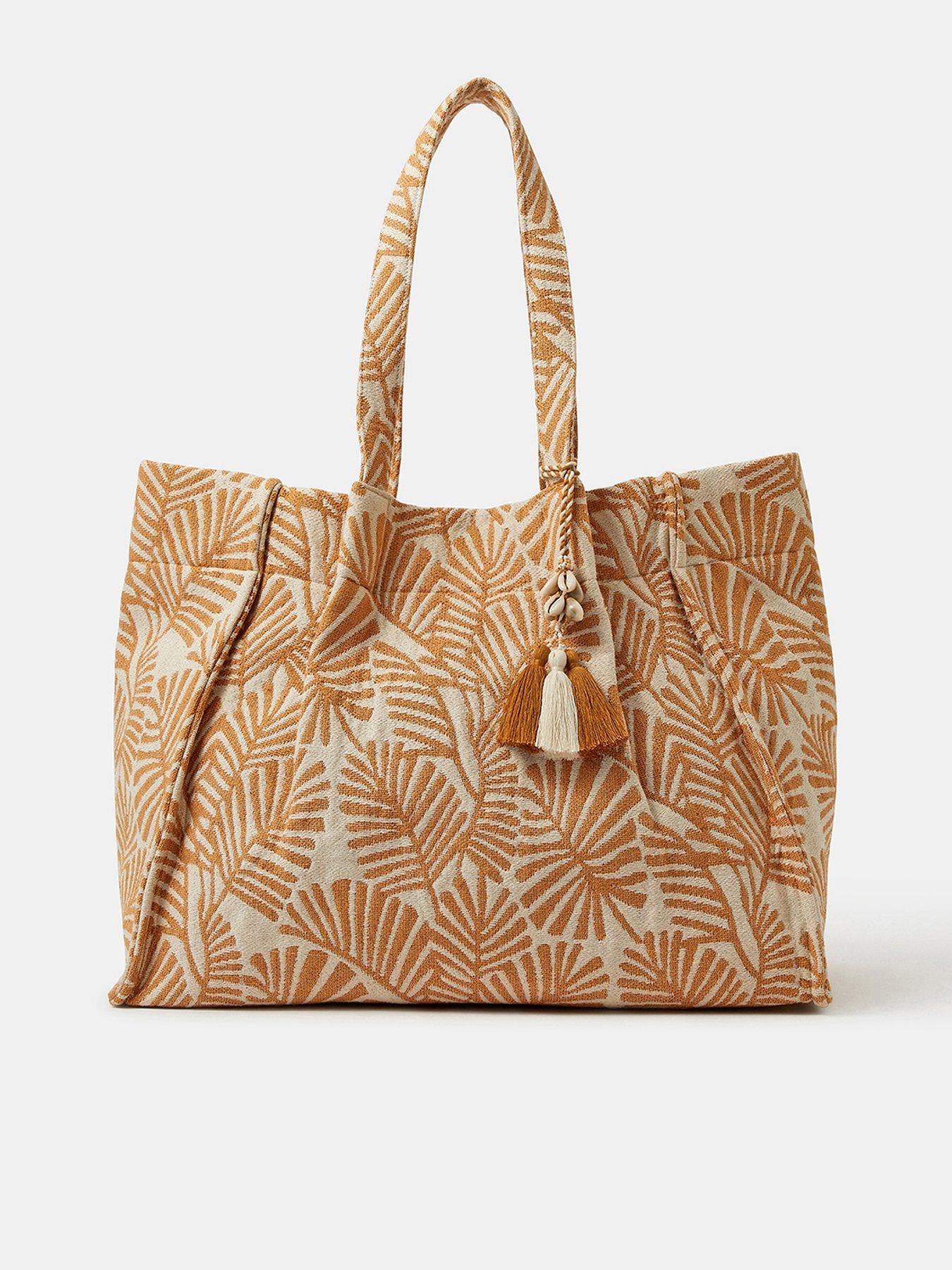 Accessorize Palm Leaf Beach Tote Bag - Cream