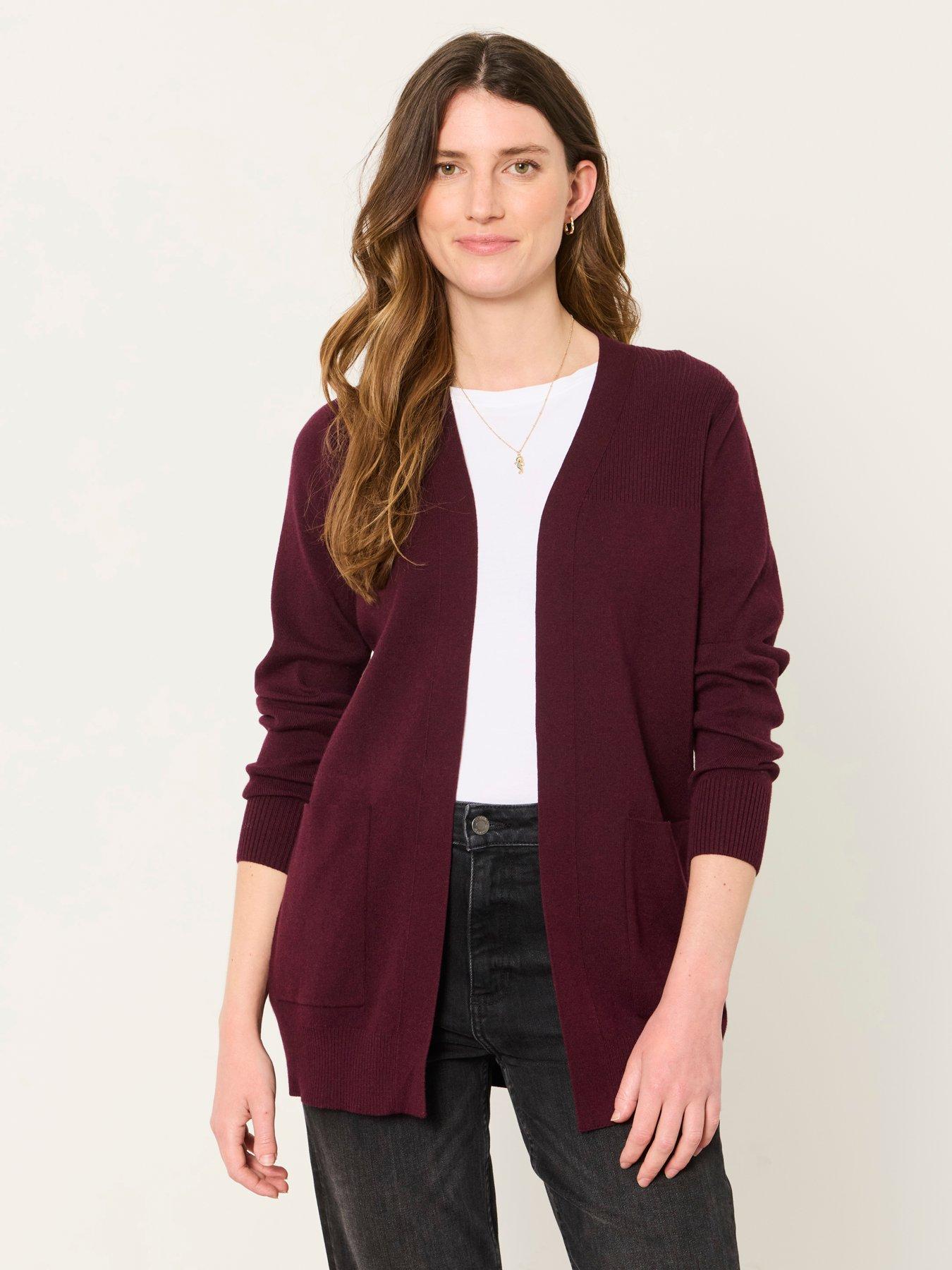 Image 1 of 5 of FatFace Women's Selene Longline Open Front Cardigan - Red