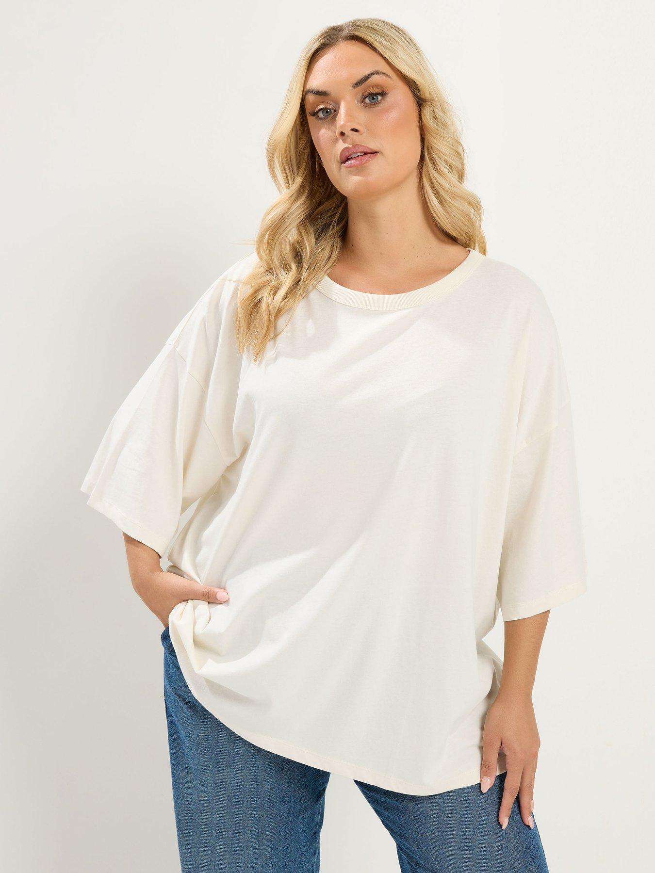 Yours Curve Oversized Boxy T-Shirt - White