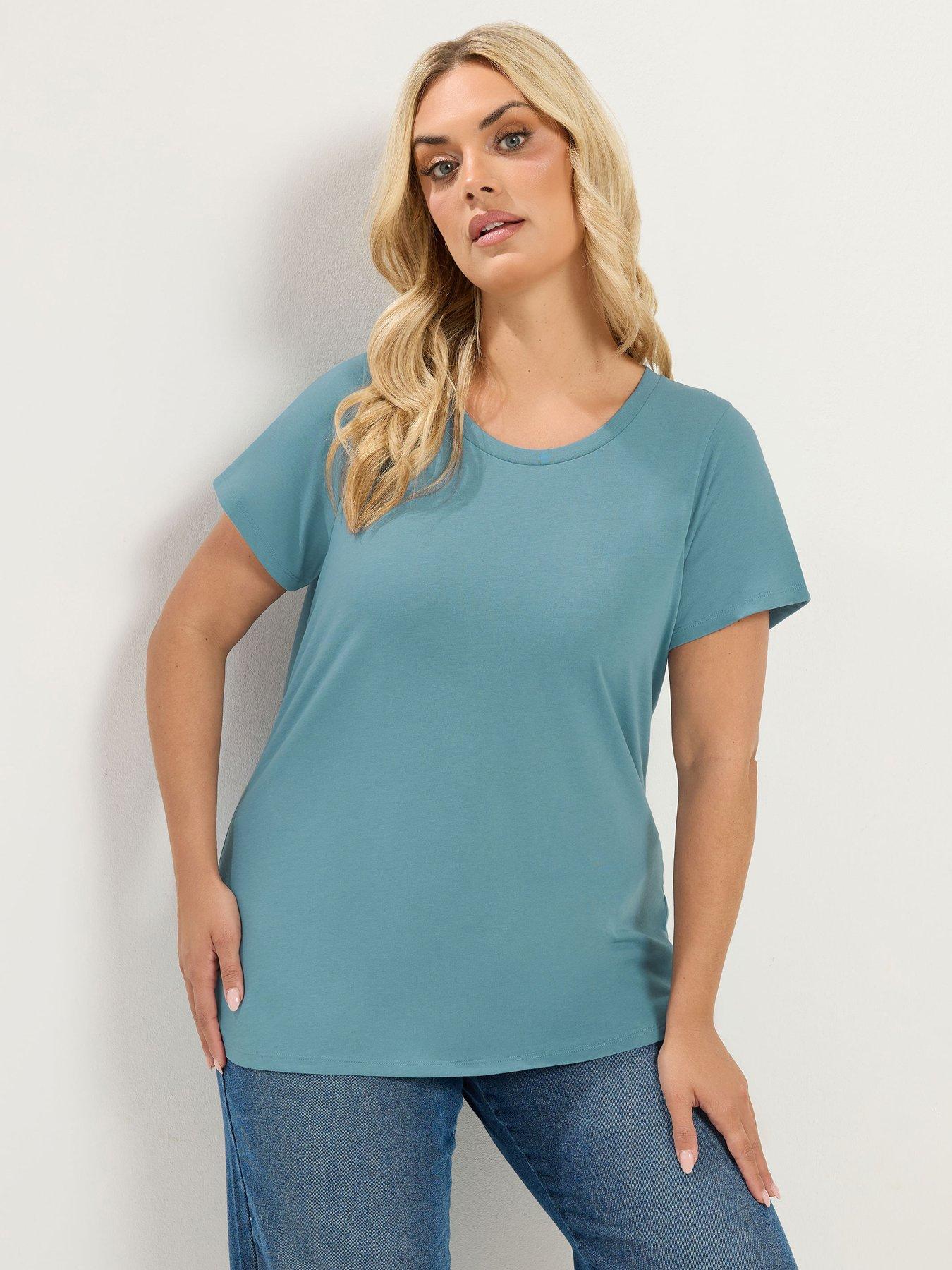 Yours Curve 2 Pack Short Sleeve T-Shirt - Blue