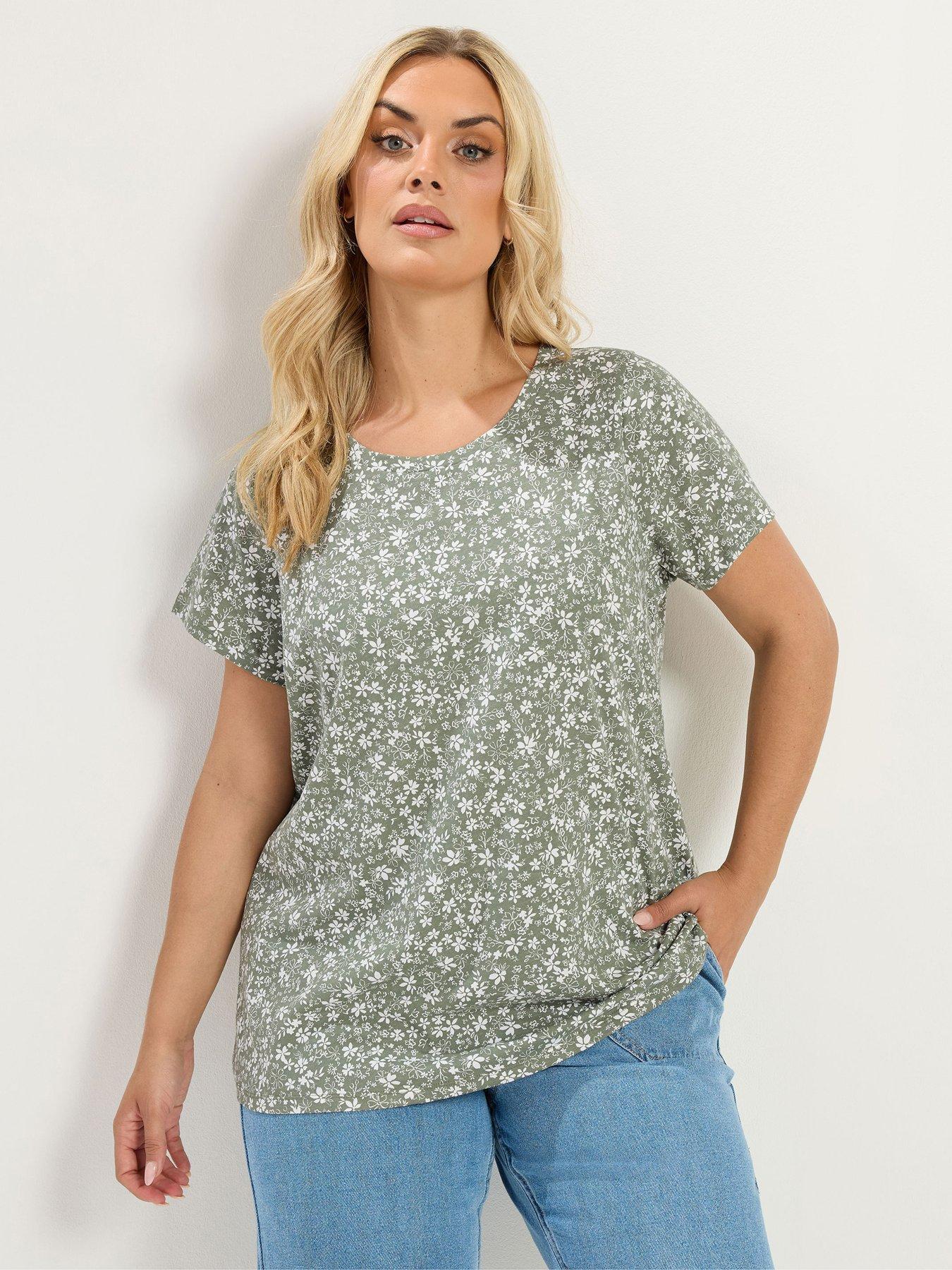 Yours Curve 2 Pack Short Sleeve T-Shirt - Green
