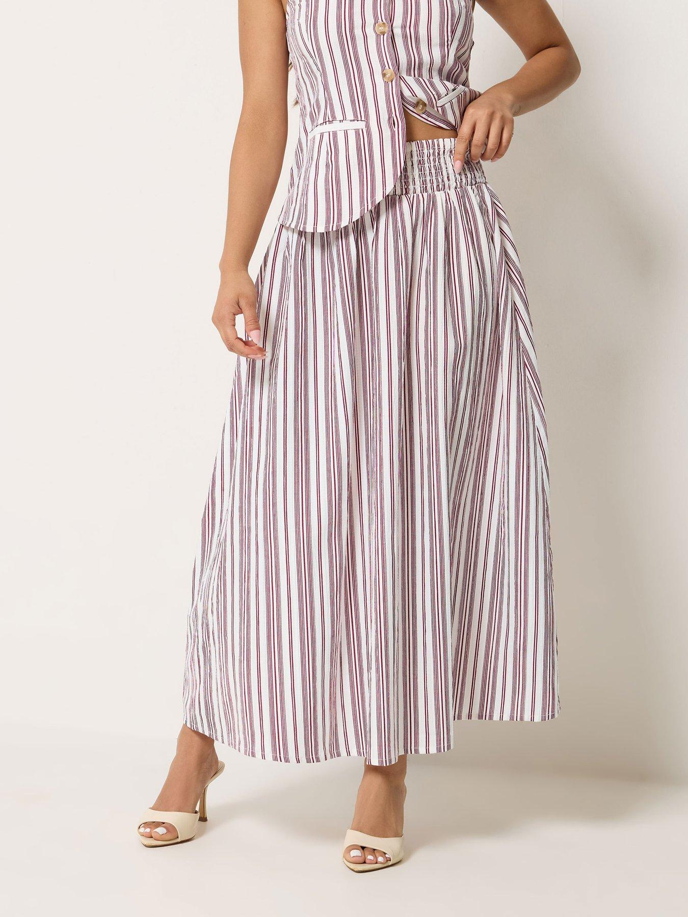 PixieGirl Petite Stripe Maxi Skirt