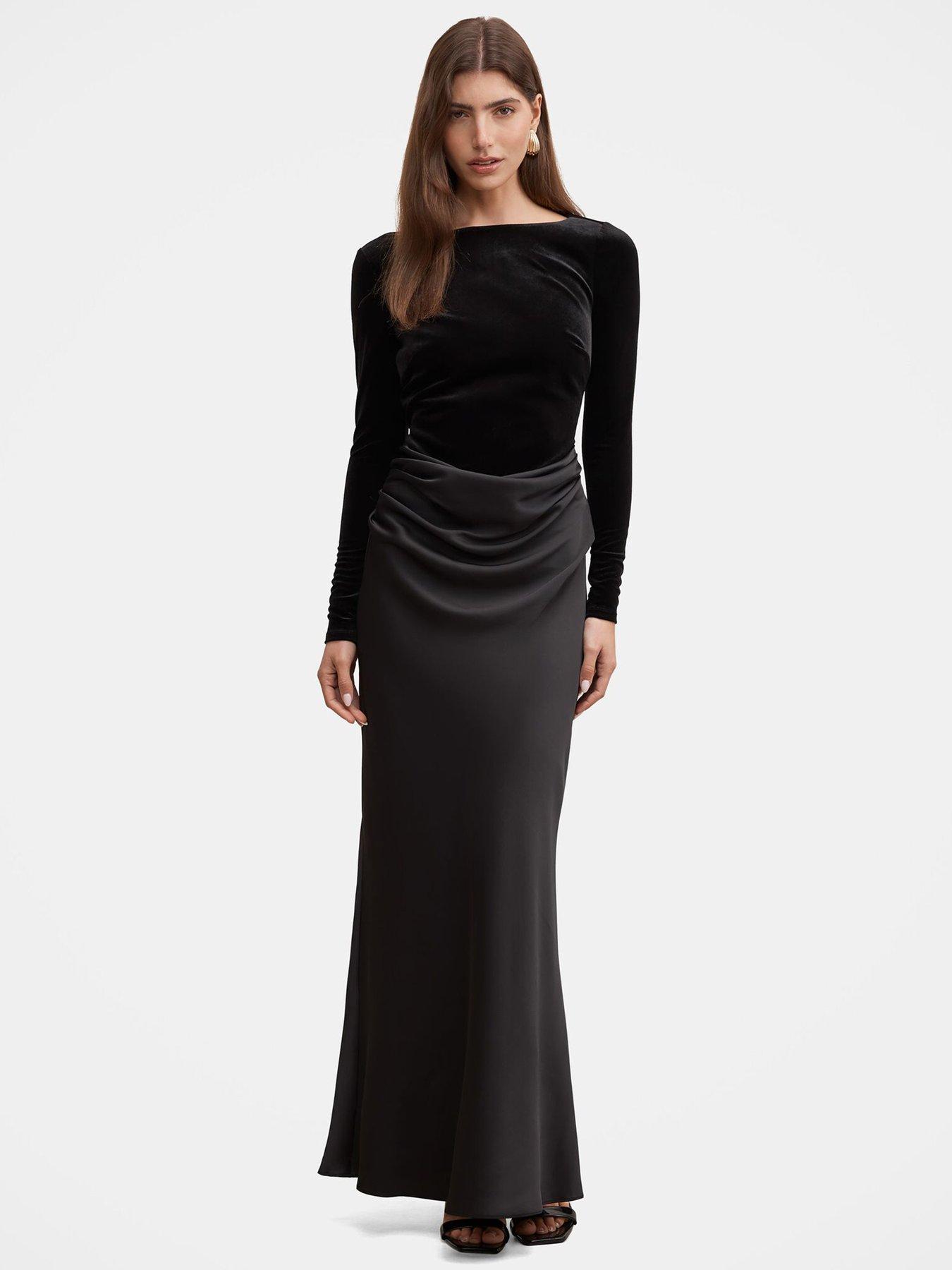 Forever New Briella Boat Neck Drape Maxi Dress - Black