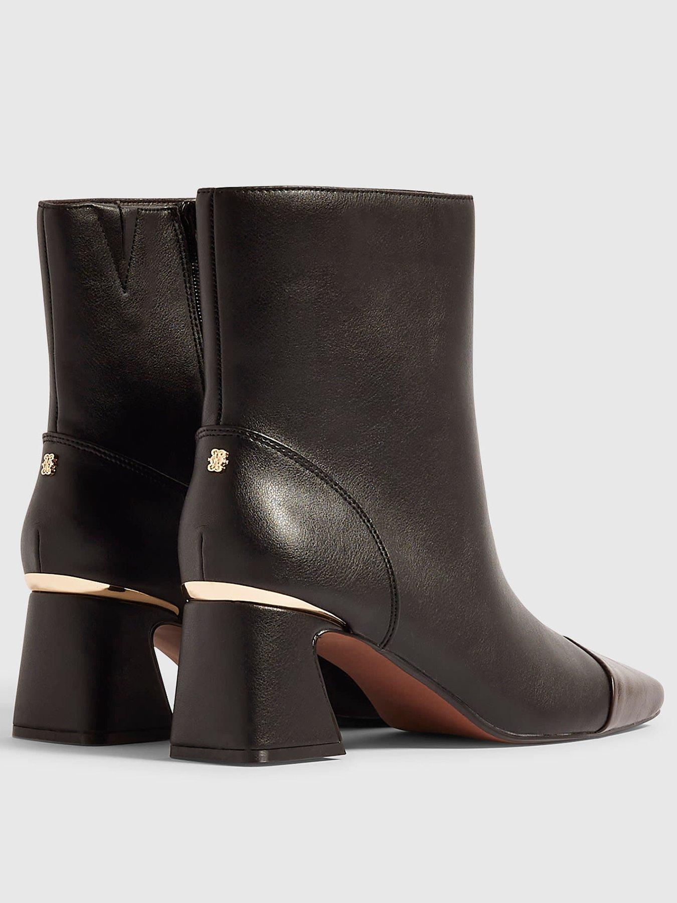 Image 3 of 5 of River Island Womens Toe Cap Block Heel Ankle Boots - Black