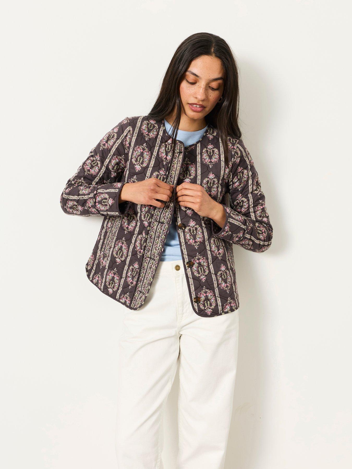 FatFace Paisley Stripe Quilted Jacket - Grey