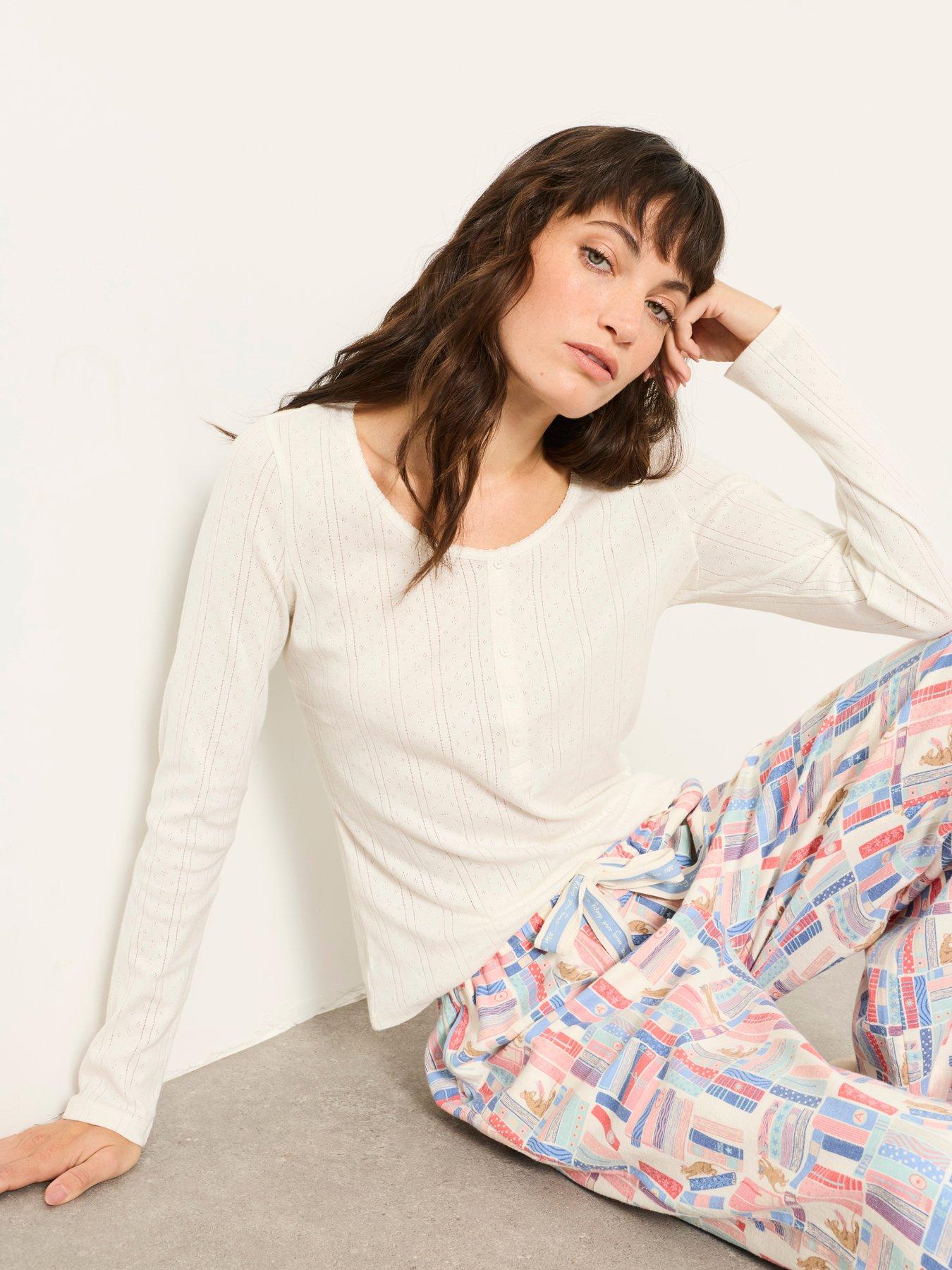 Image 3 of 6 of FatFace Women's Hattie Henley Pointelle Long Sleeve Top - Cream