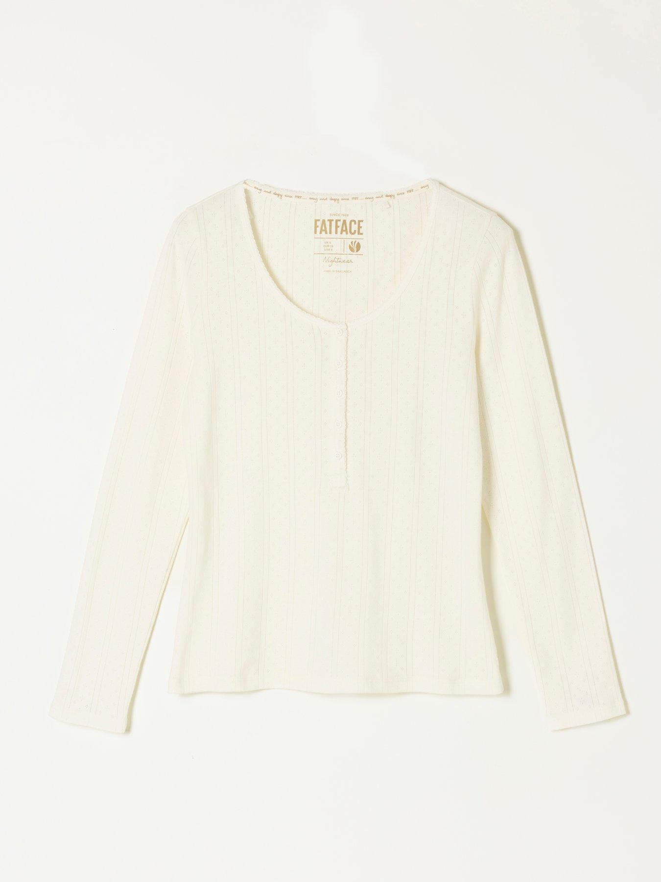 Image 6 of 6 of FatFace Women's Hattie Henley Pointelle Long Sleeve Top - Cream