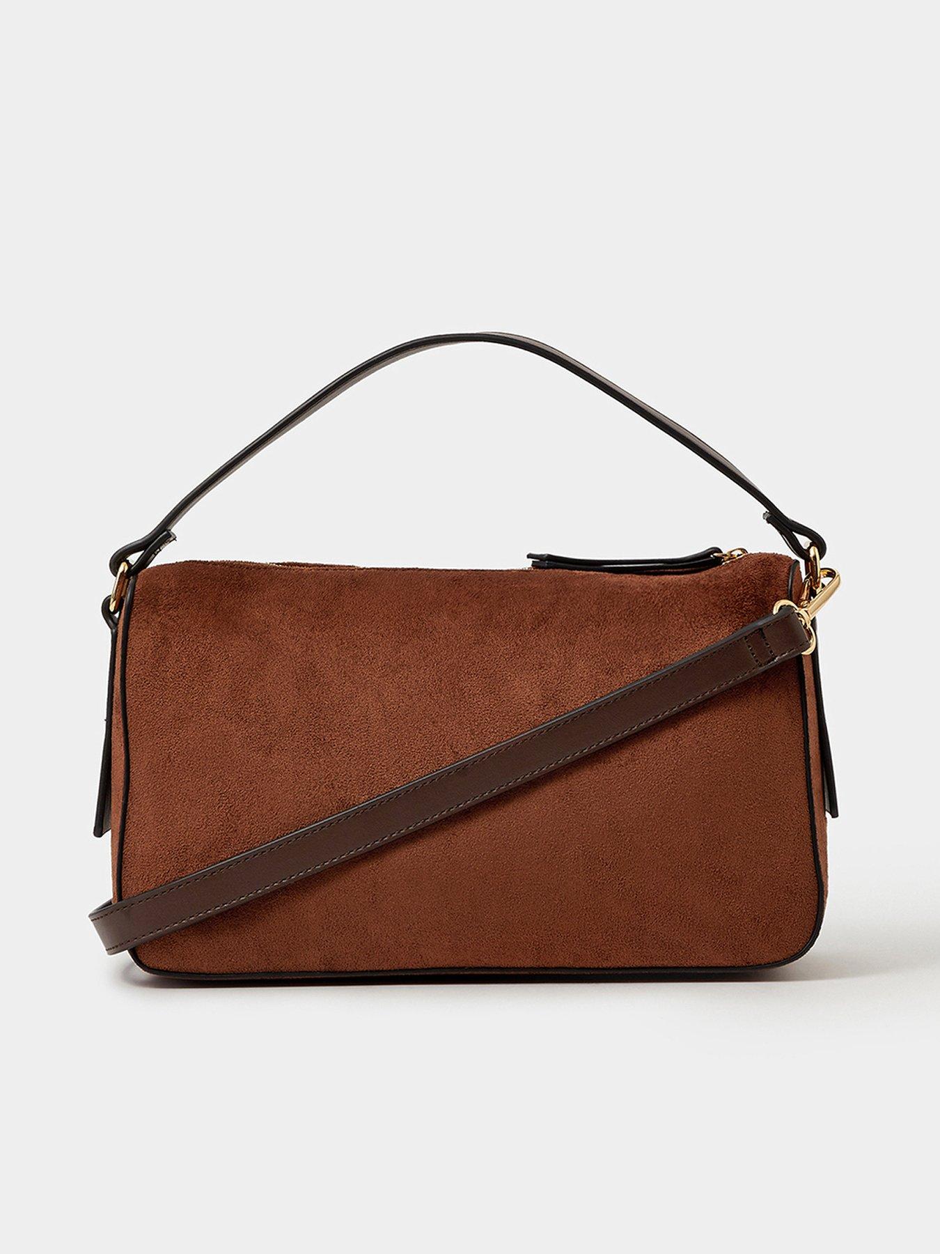 Accessorize Suedette Handheld Bag - Brown