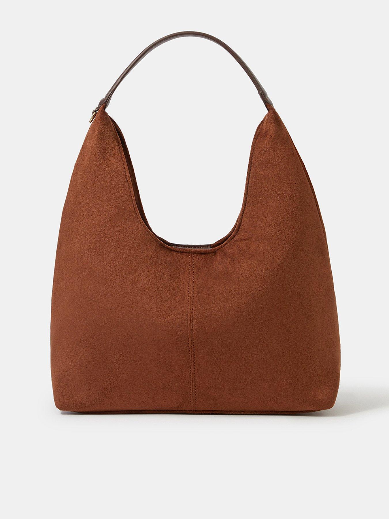 Accessorize Suedette Slouch Shoulder Bag - Brown