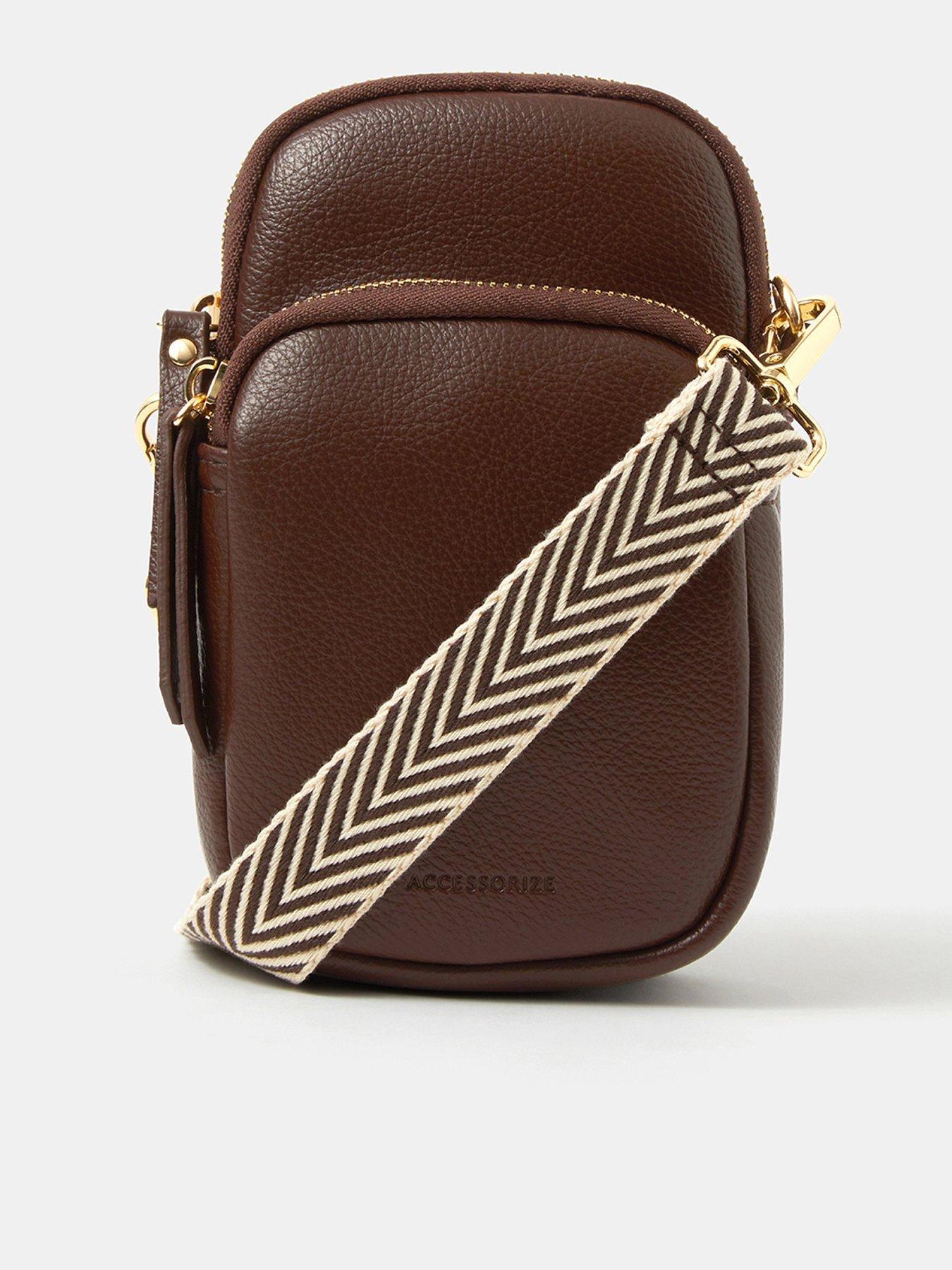 Accessorize Webbing Strap Phone Bag Black - Brown