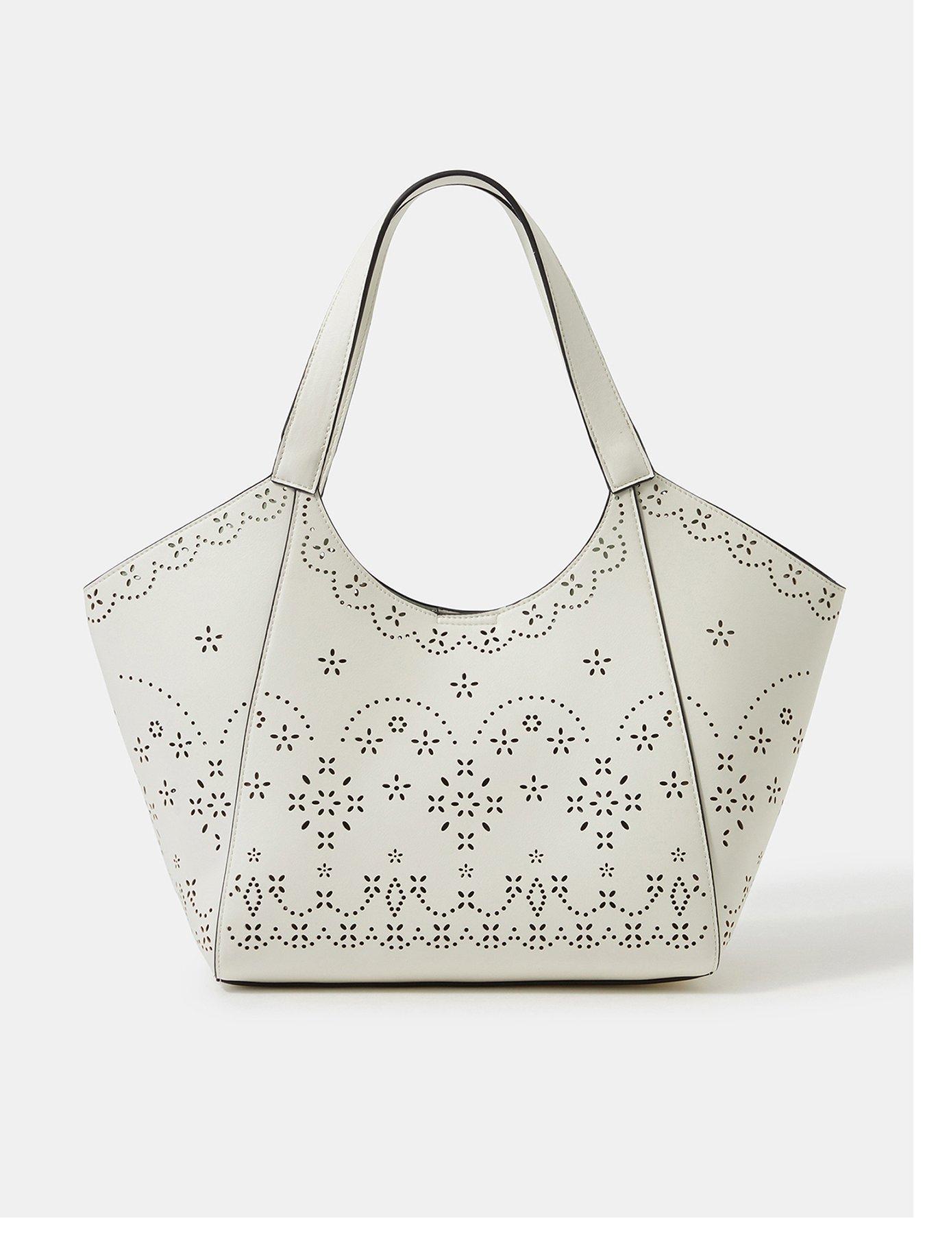 Accessorize Cutwork Tote Bag - White