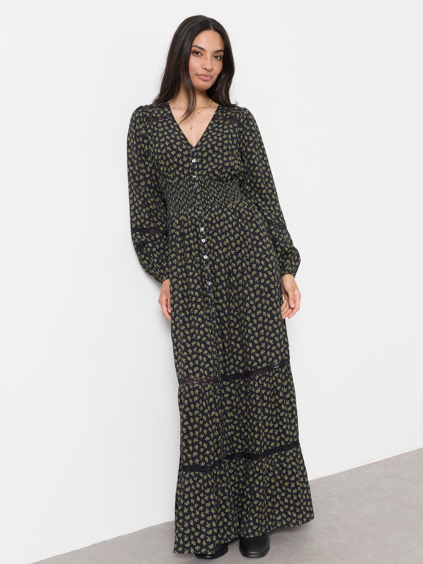 FatFace Women's Eden Autumn Print Tiered Maxi Dress - Navy