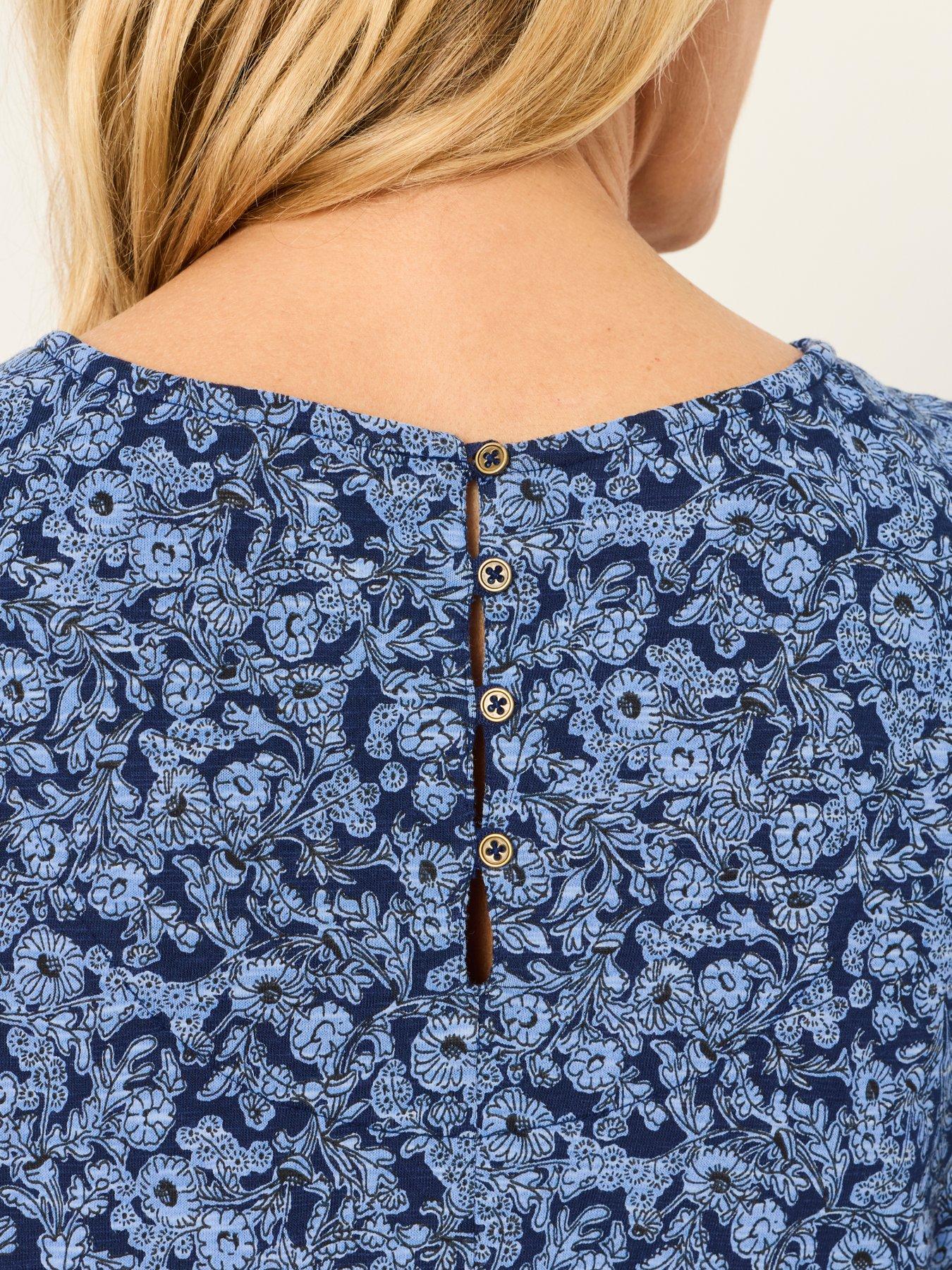 Image 4 of 7 of FatFace Womens Simone Floral Pockets Shift Dress - Blue