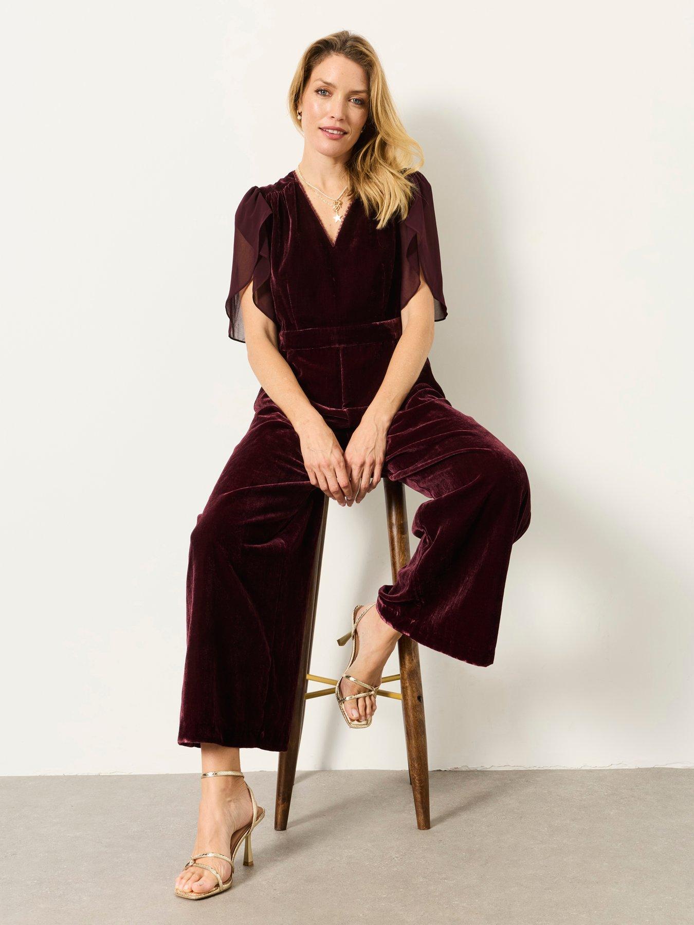 Image 1 of 5 of FatFace Opal Velvet Jumpsuit