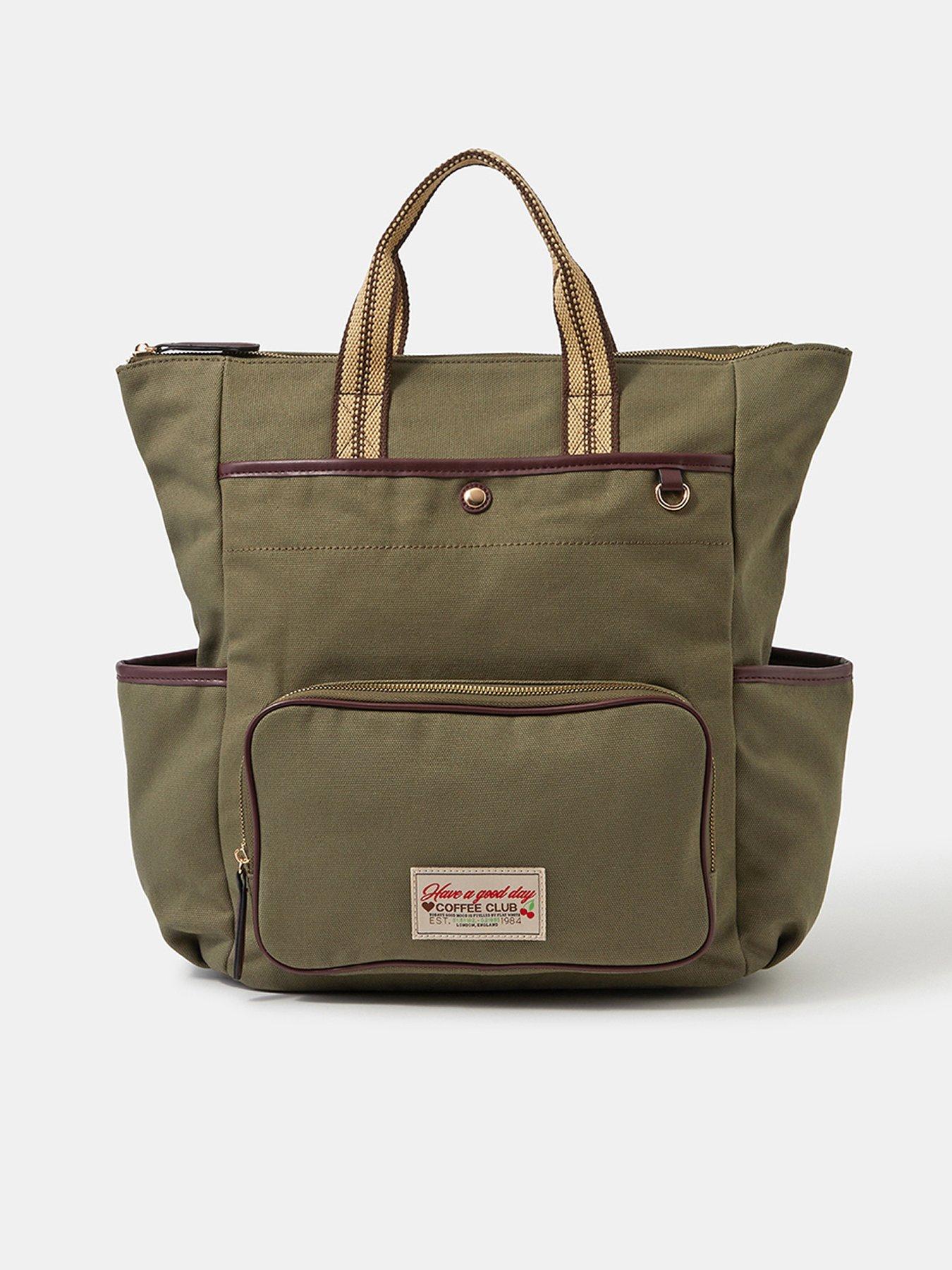 Image 1 of 5 of Accessorize Canvas Backpack - Green