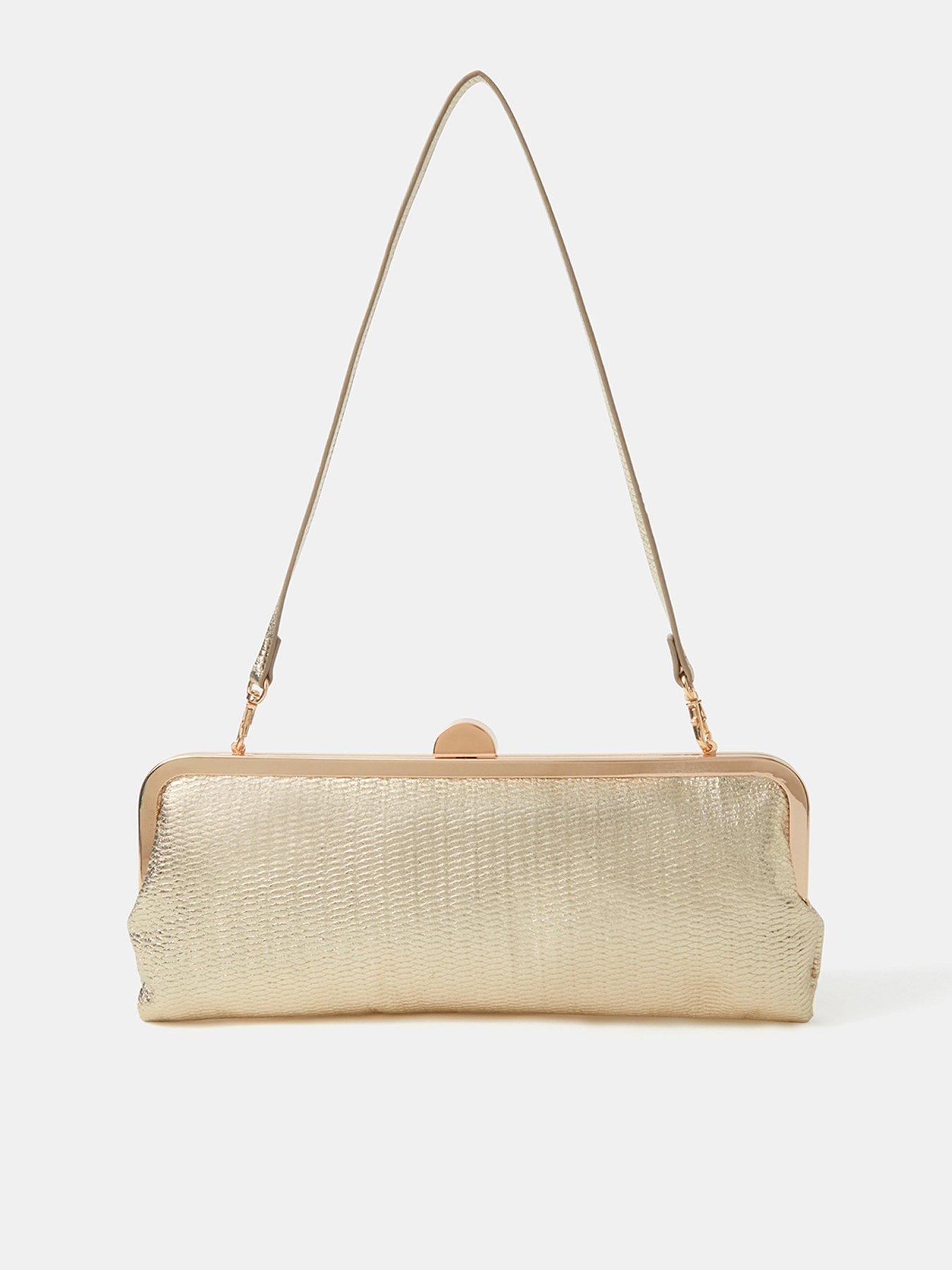 Accessorize Gold Clip Frame Clutch Bag - Gold