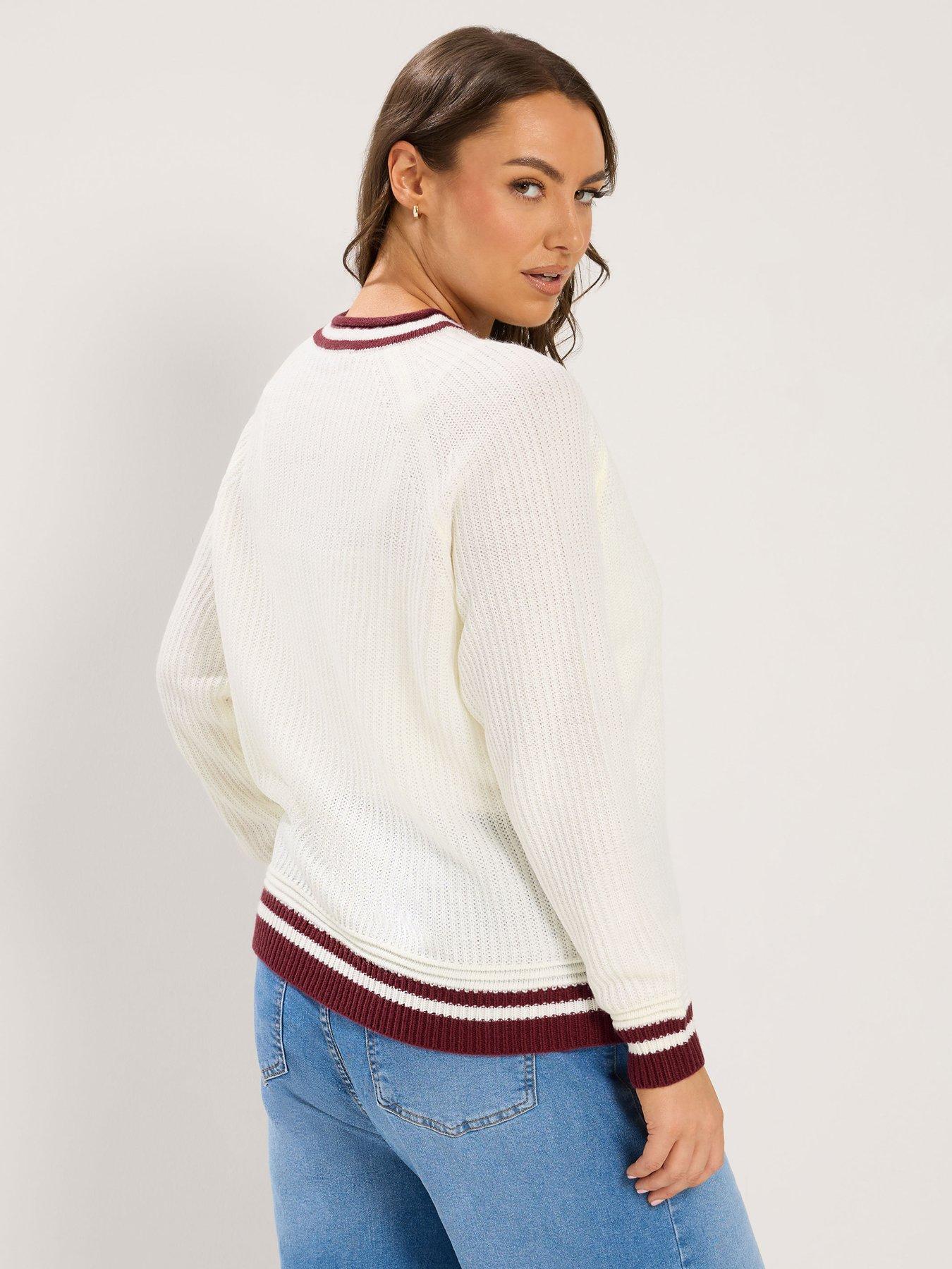 Image 2 of 4 of Yours Curve Contrast Trim Cardigan - White