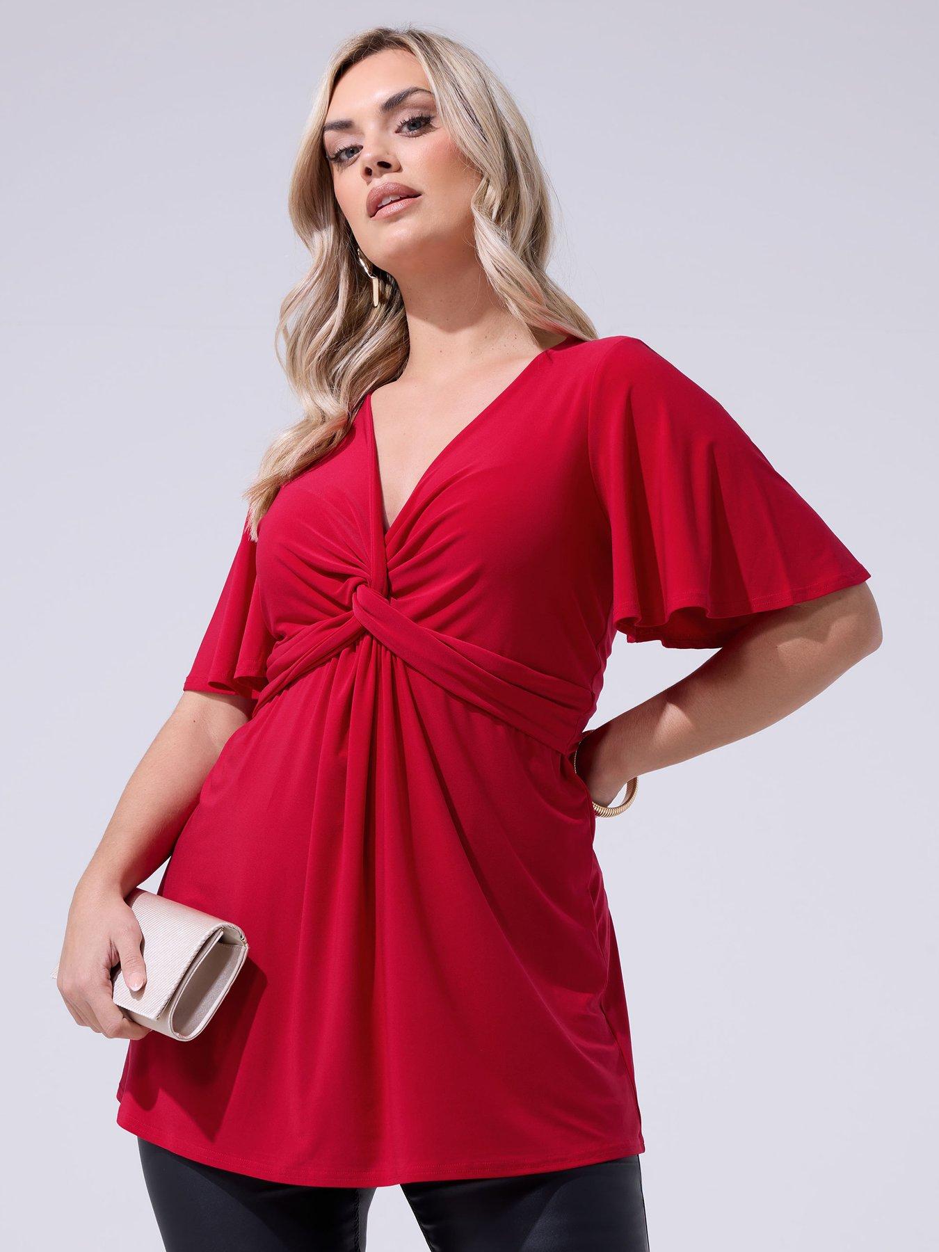 Image 1 of 4 of Yours Curve Knot Detail Front Top - Red