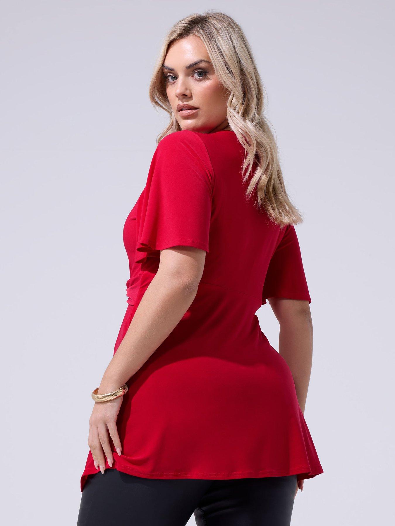 Image 2 of 4 of Yours Curve Knot Detail Front Top - Red