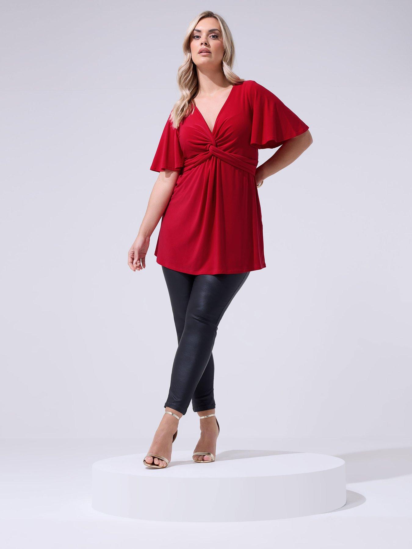 Image 3 of 4 of Yours Curve Knot Detail Front Top - Red