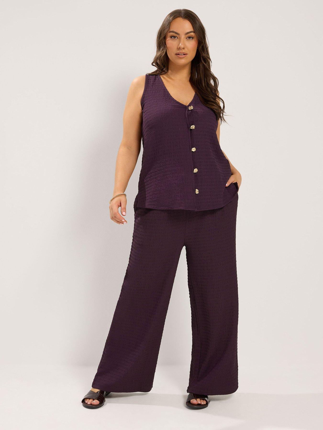 Image 3 of 4 of Yours Curve Co-Ord Texture Waistcoat - Purple