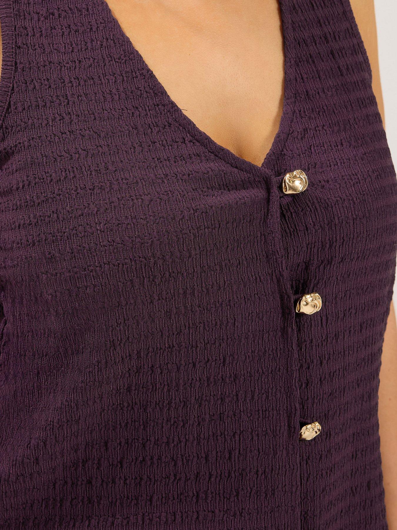 Image 4 of 4 of Yours Curve Co-Ord Texture Waistcoat - Purple