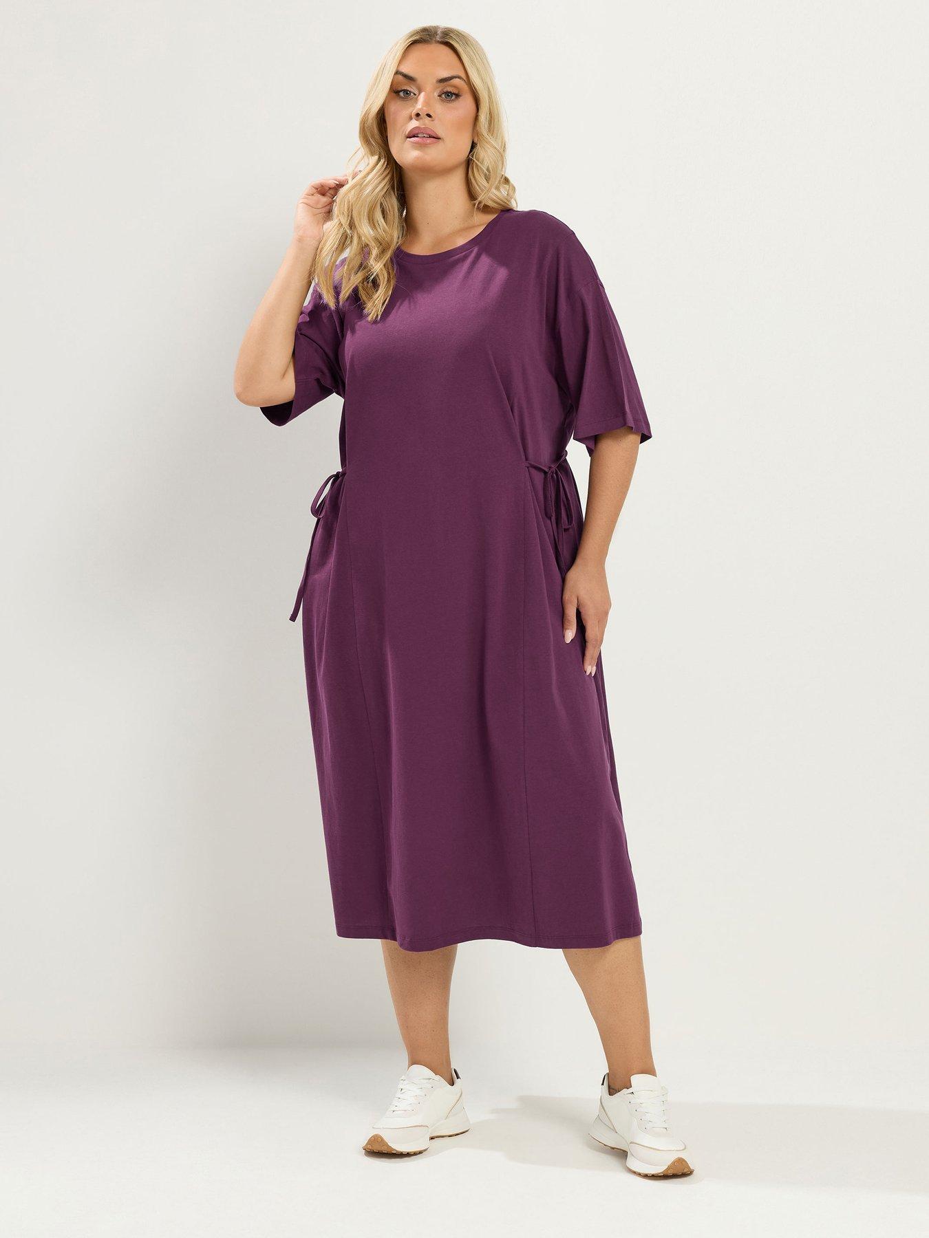 Yours Curve Tie Side Throw On Dress - Purple