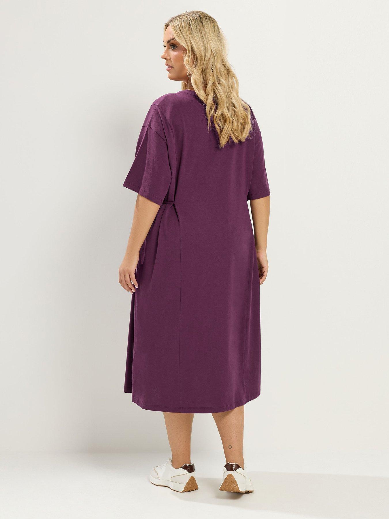 Image 2 of 4 of Yours Curve Tie Side Throw On Dress - Purple