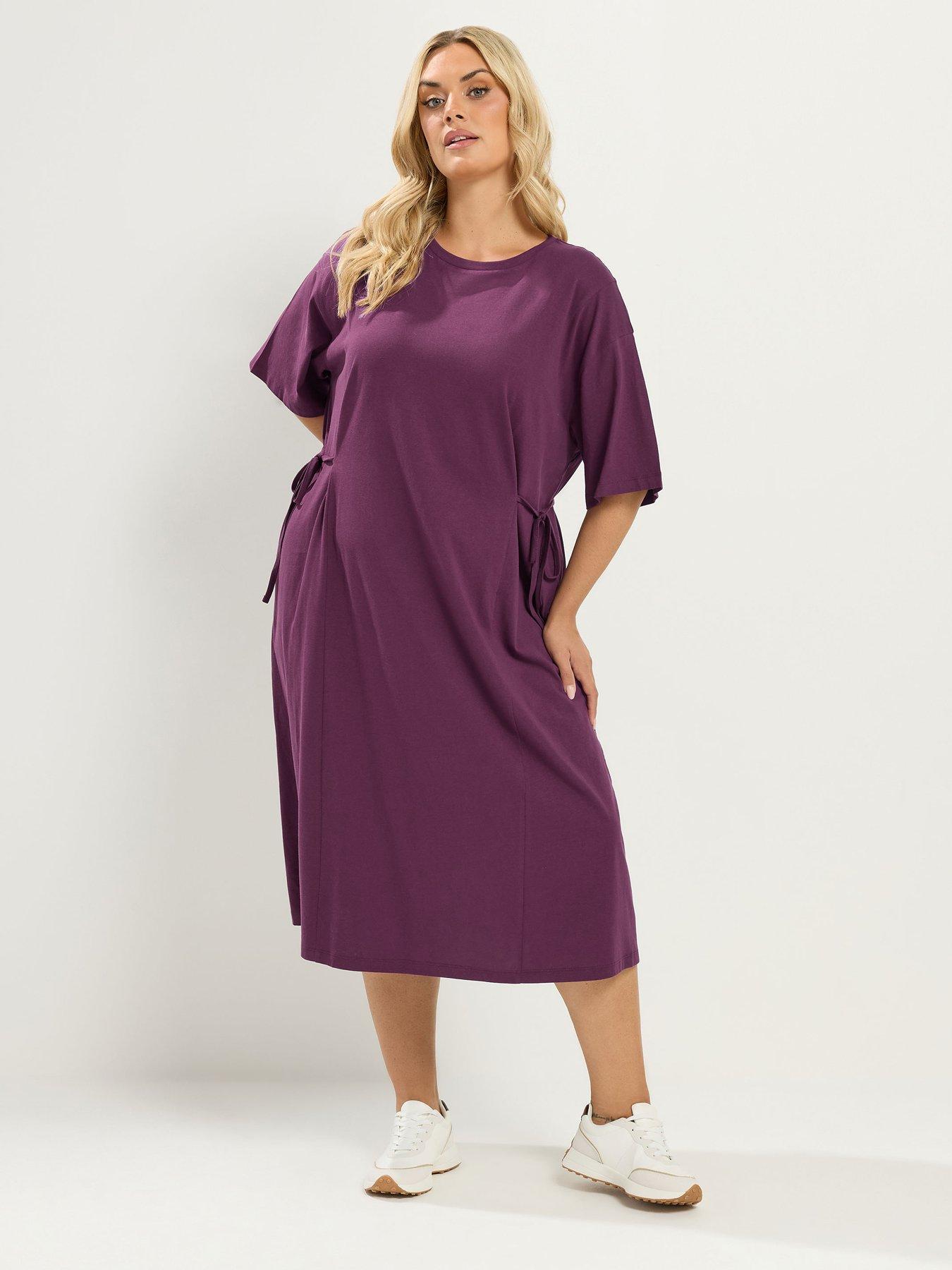 Image 3 of 4 of Yours Curve Tie Side Throw On Dress - Purple