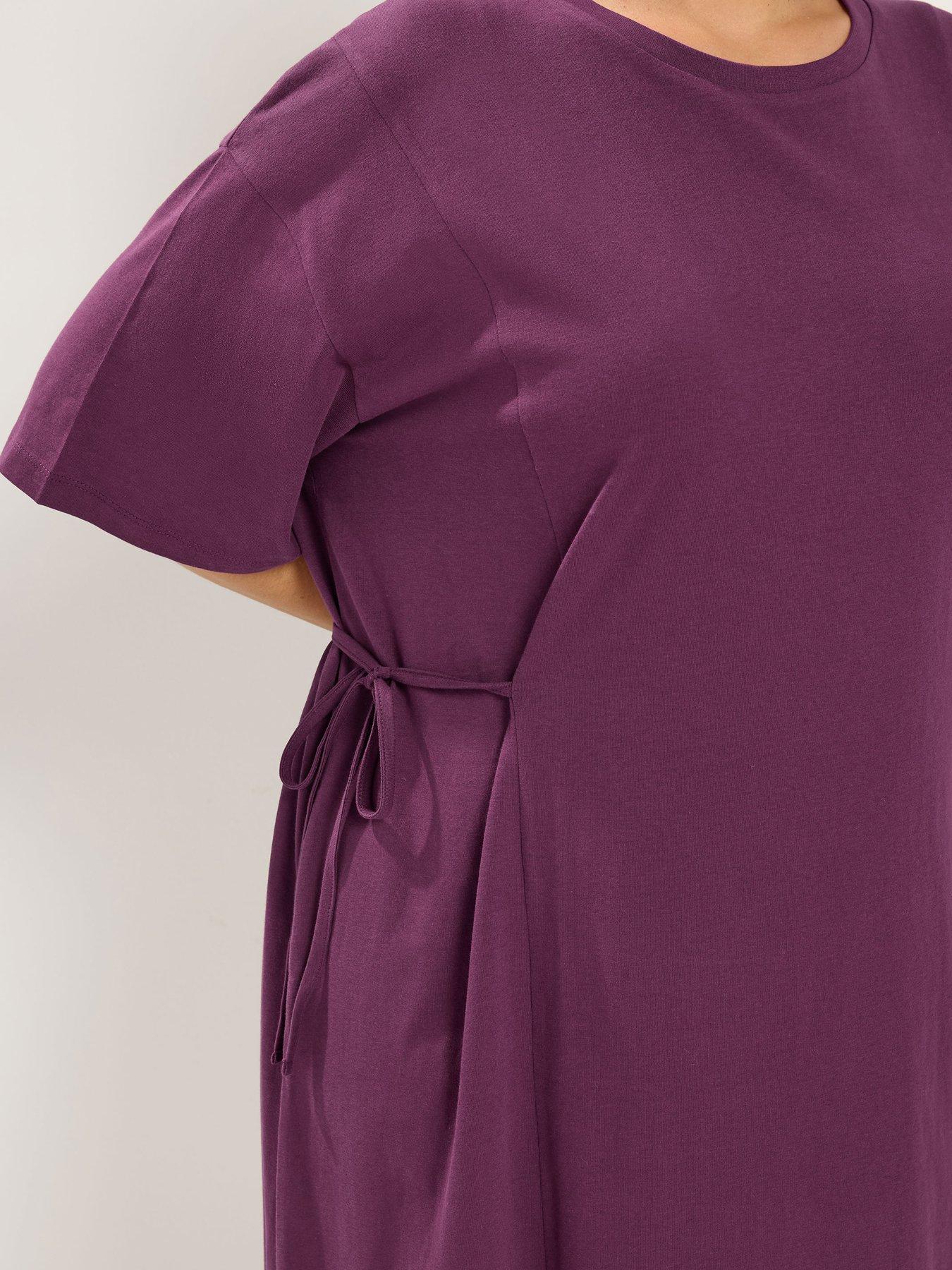 Image 4 of 4 of Yours Curve Tie Side Throw On Dress - Purple