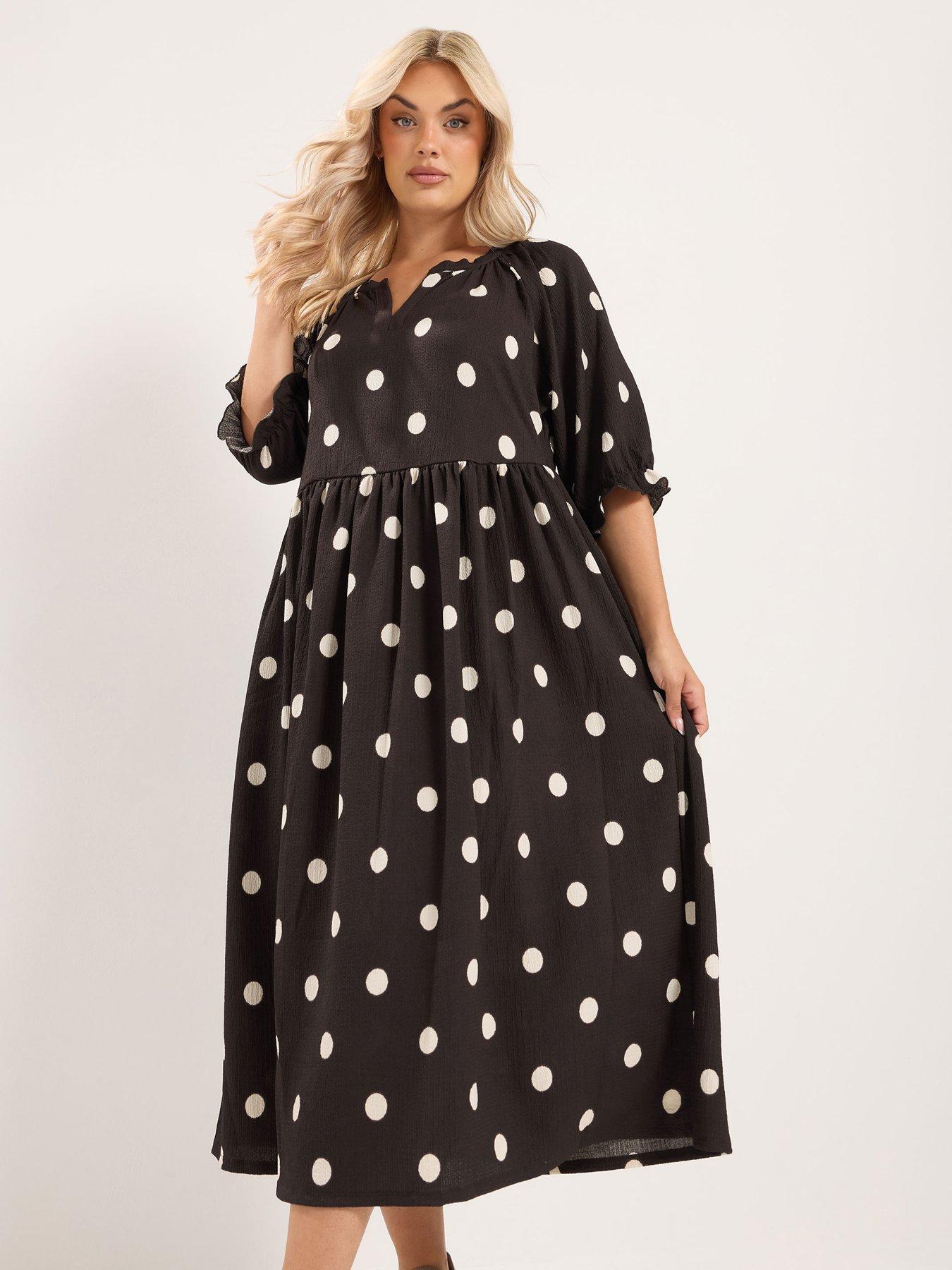 Yours Curve Notch Neck Dress - Brown