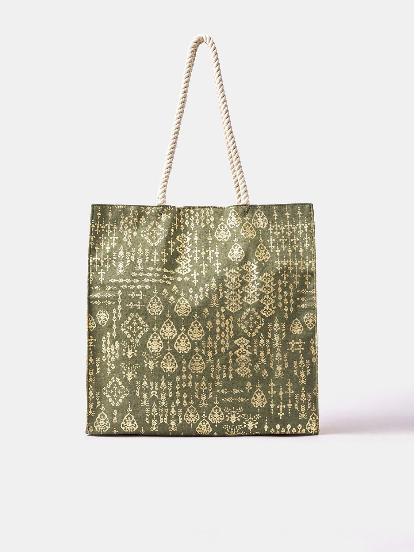 Accessorize Foil Print Beach Bag - Green