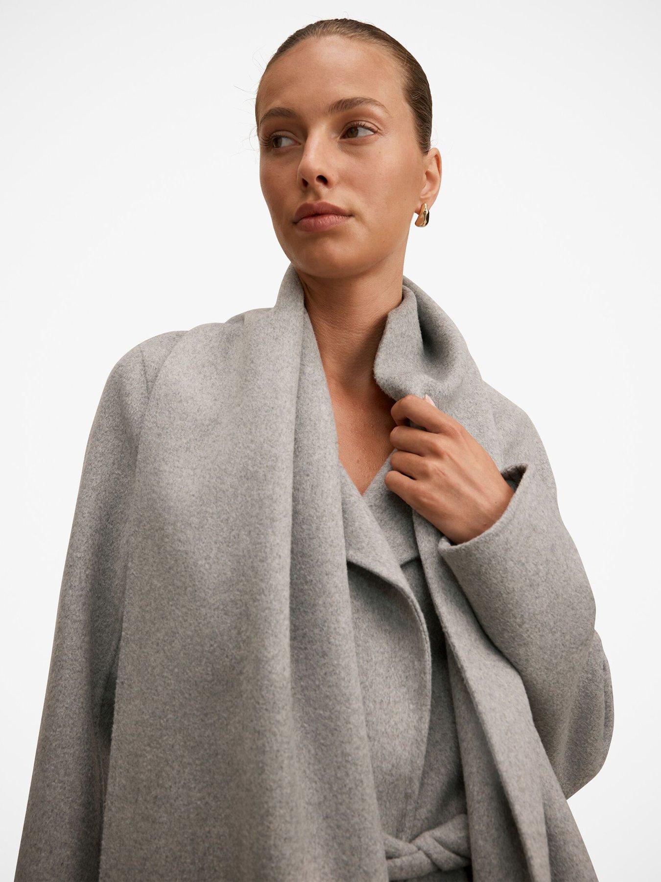 Image 3 of 7 of Forever New Womens Scarf Detail Belted Coat - Grey