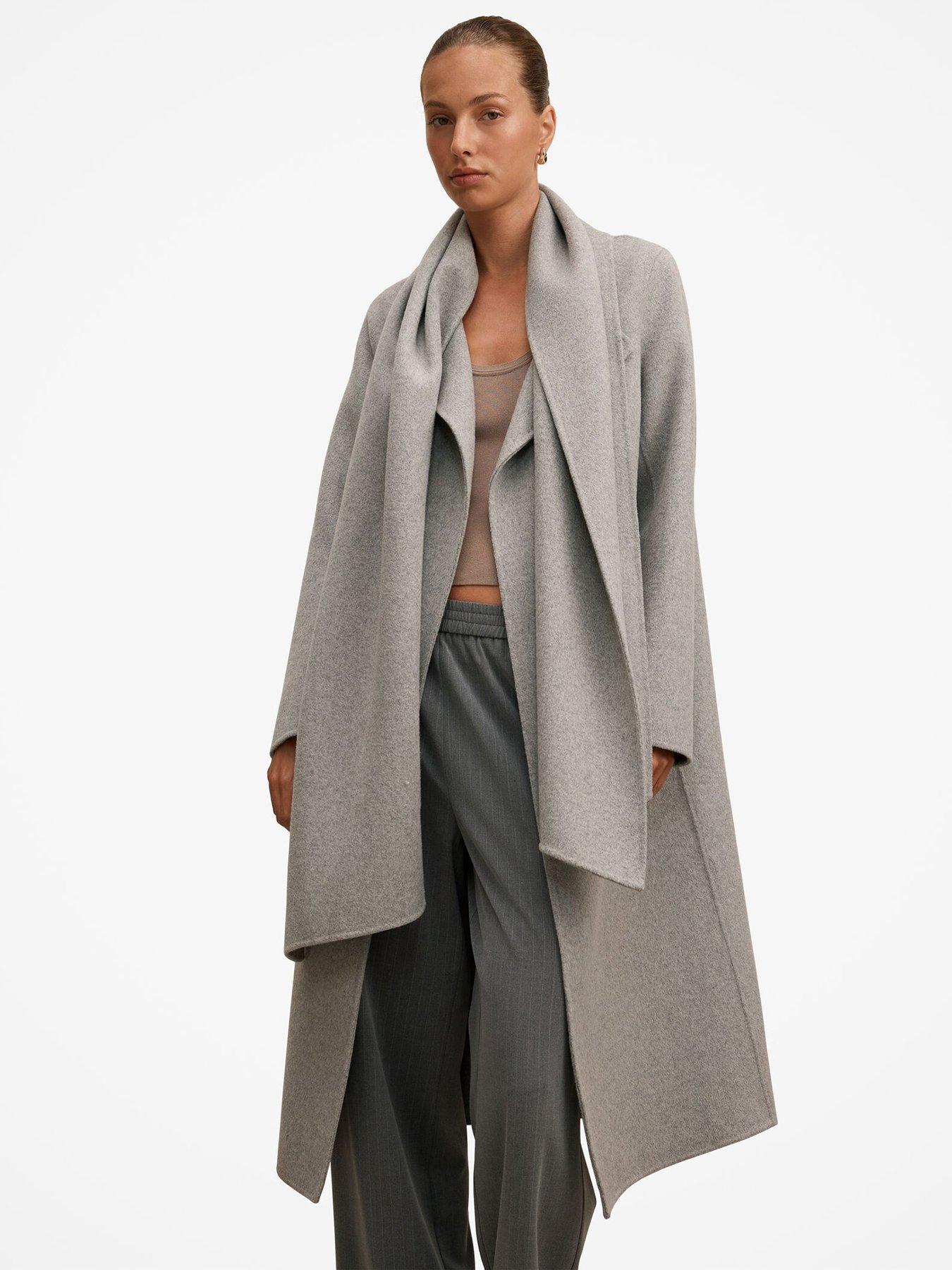 Image 4 of 7 of Forever New Womens Scarf Detail Belted Coat - Grey