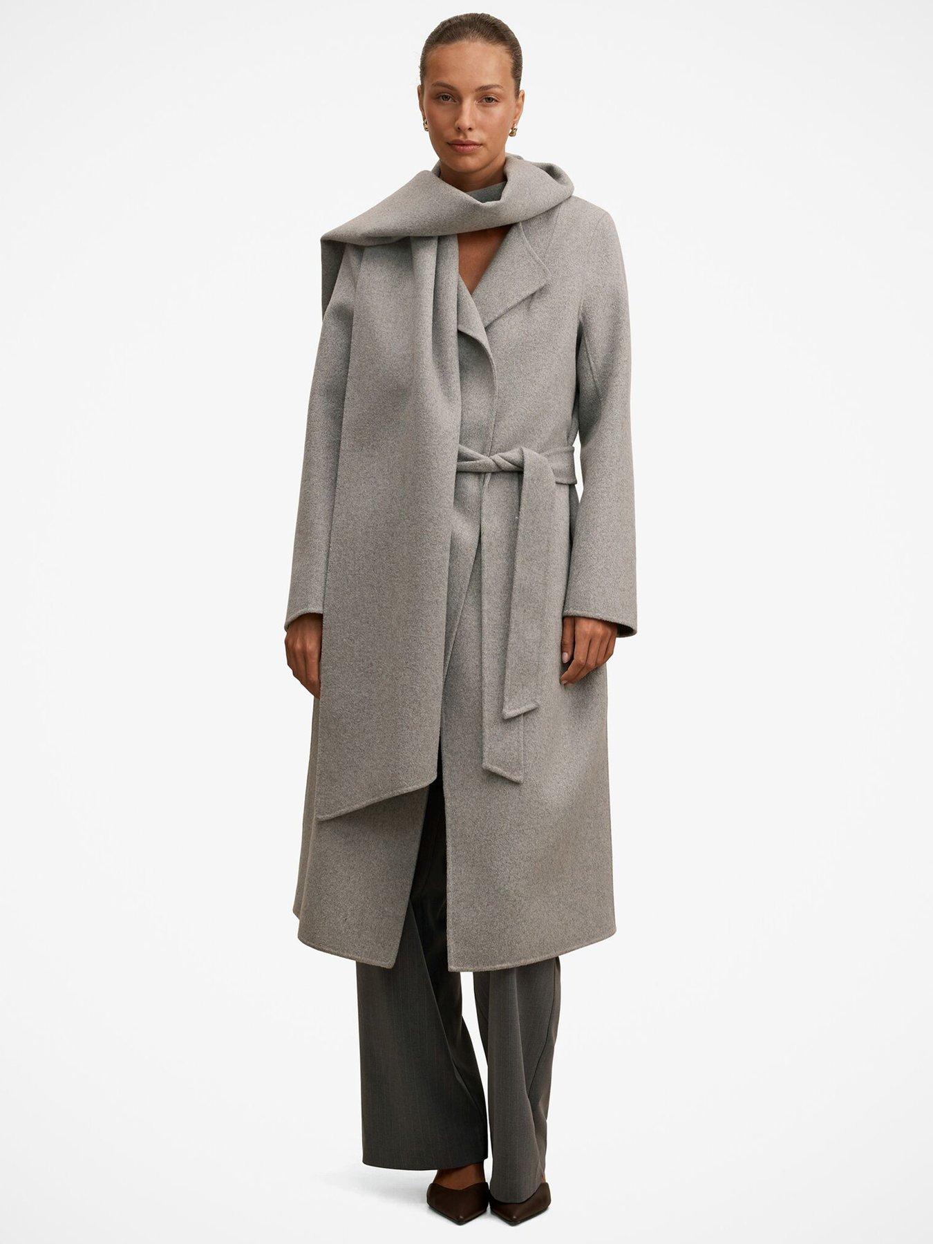 Image 5 of 7 of Forever New Womens Scarf Detail Belted Coat - Grey